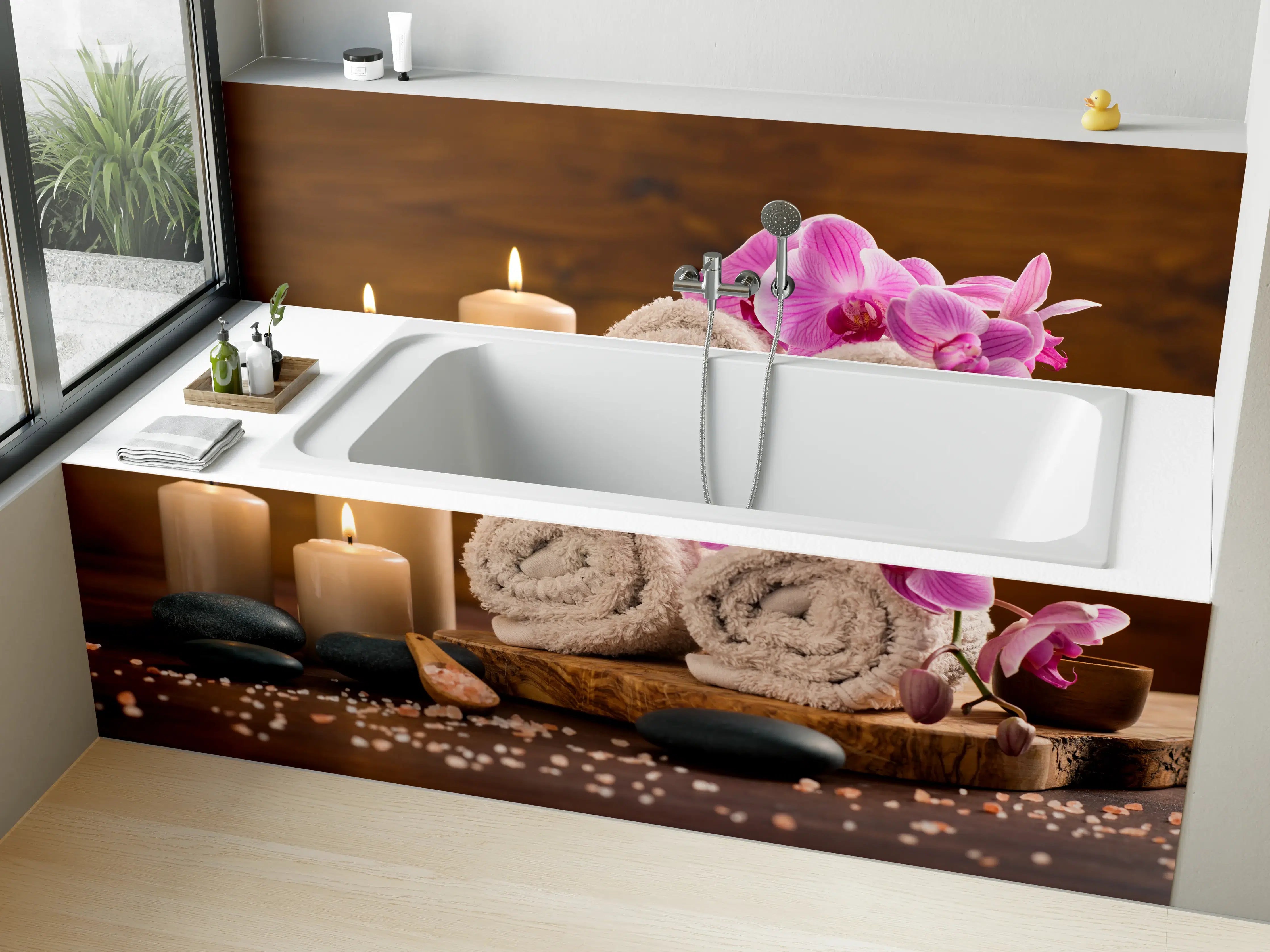 Badewannen-Rückwand - Ruhiger Spa- und Wellnessbereich