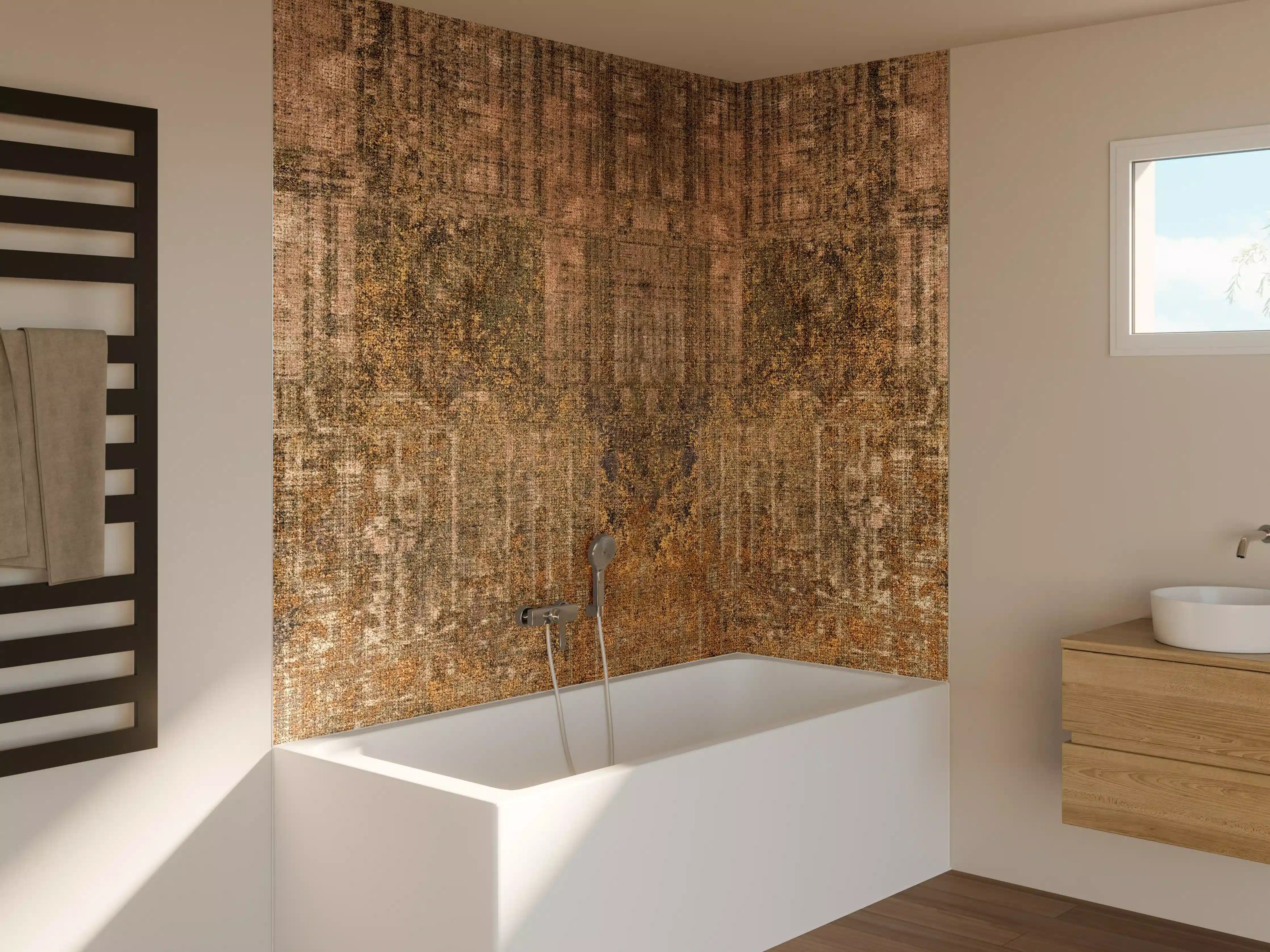 Badewannen-Rückwand - Rustikale Braun-Grau Wandtextur