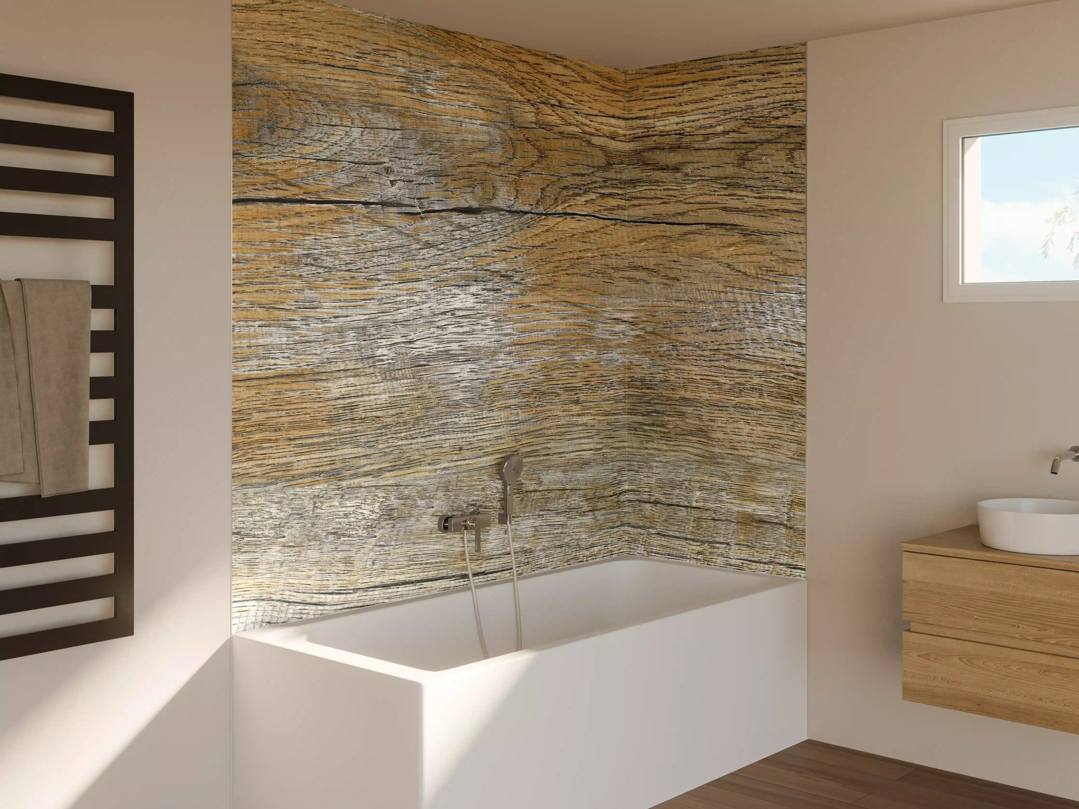 Badewannen-Rückwand - Rustikale Holz Textur