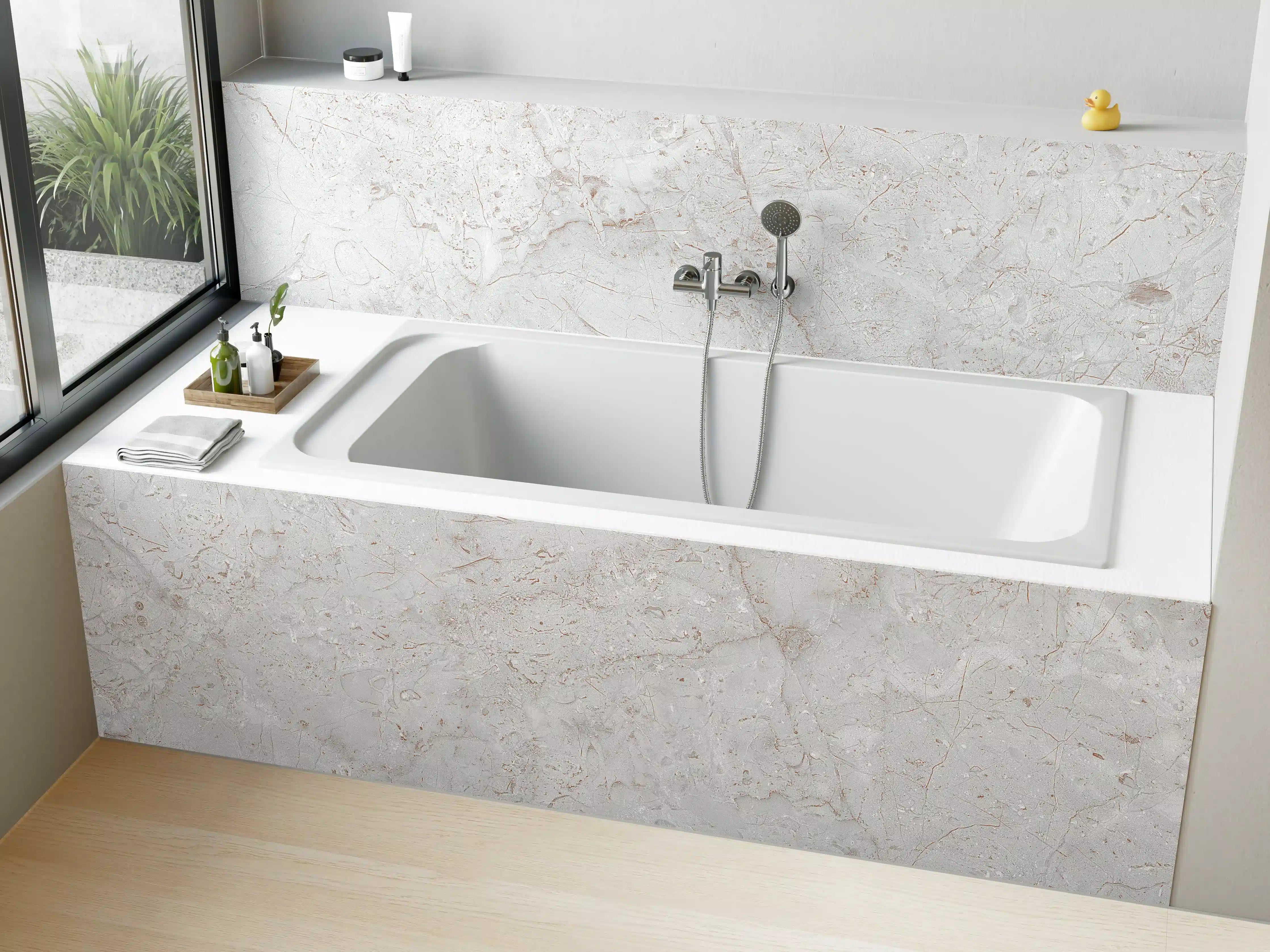 Badewannen-Rückwand - Rustikales Marmor-Design