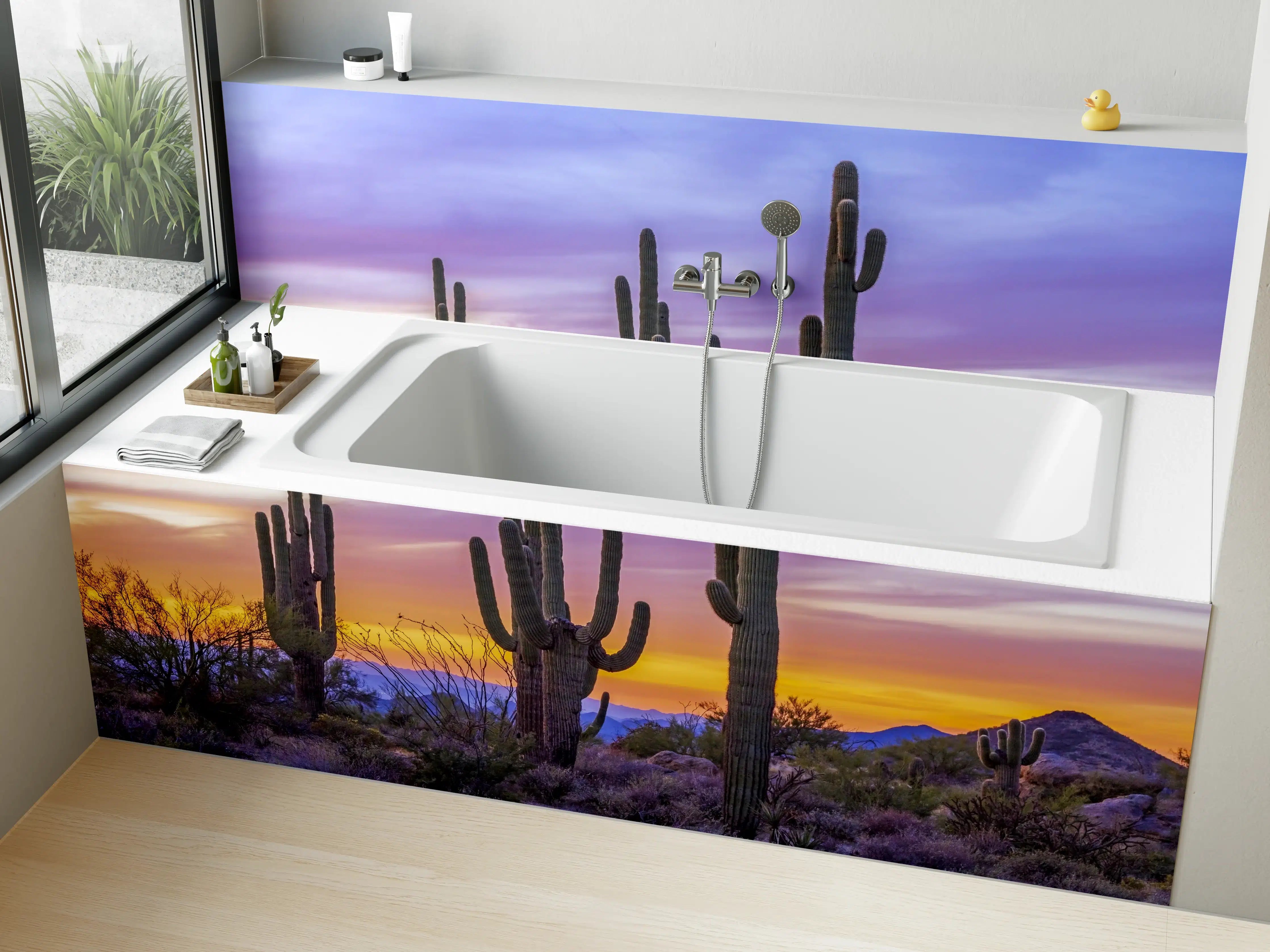 Badewannen-Rückwand - Saguaro-Kaktus bei Sonnenuntergang in Arizona