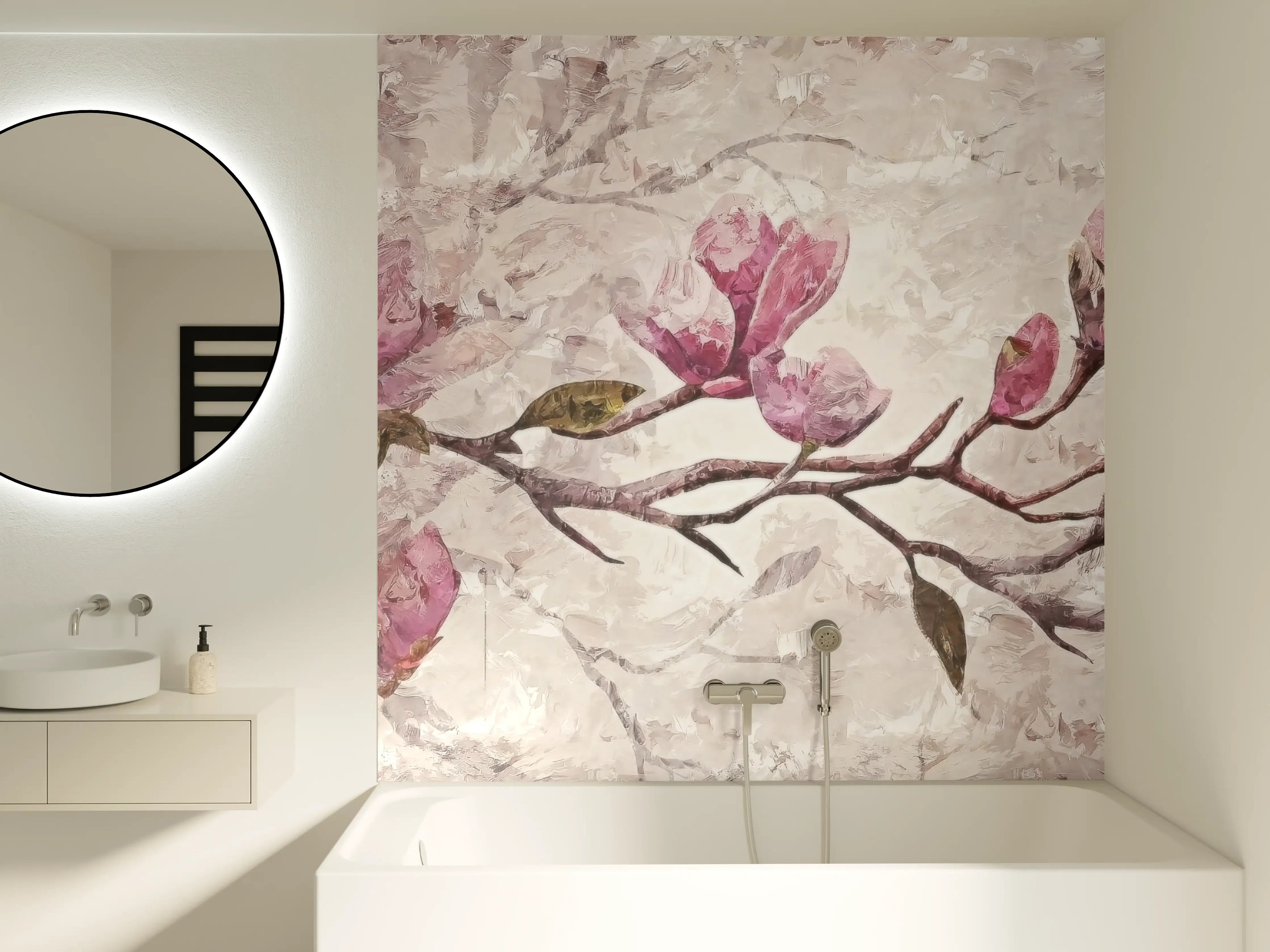Badewannen-Rückwand - Sakura Baum - Gemälde