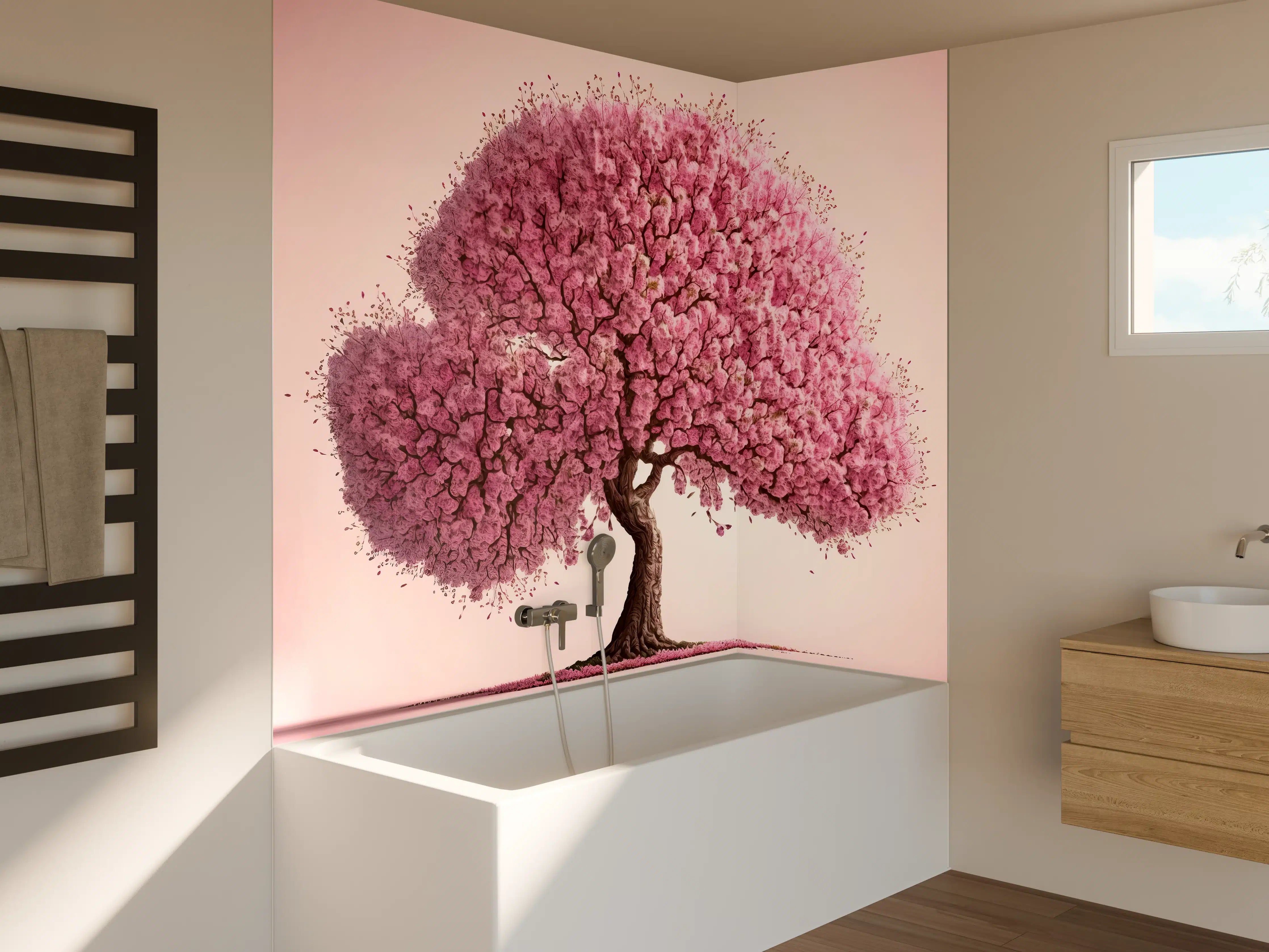 Badewannen-Rückwand - Sakura baum - KI generiert