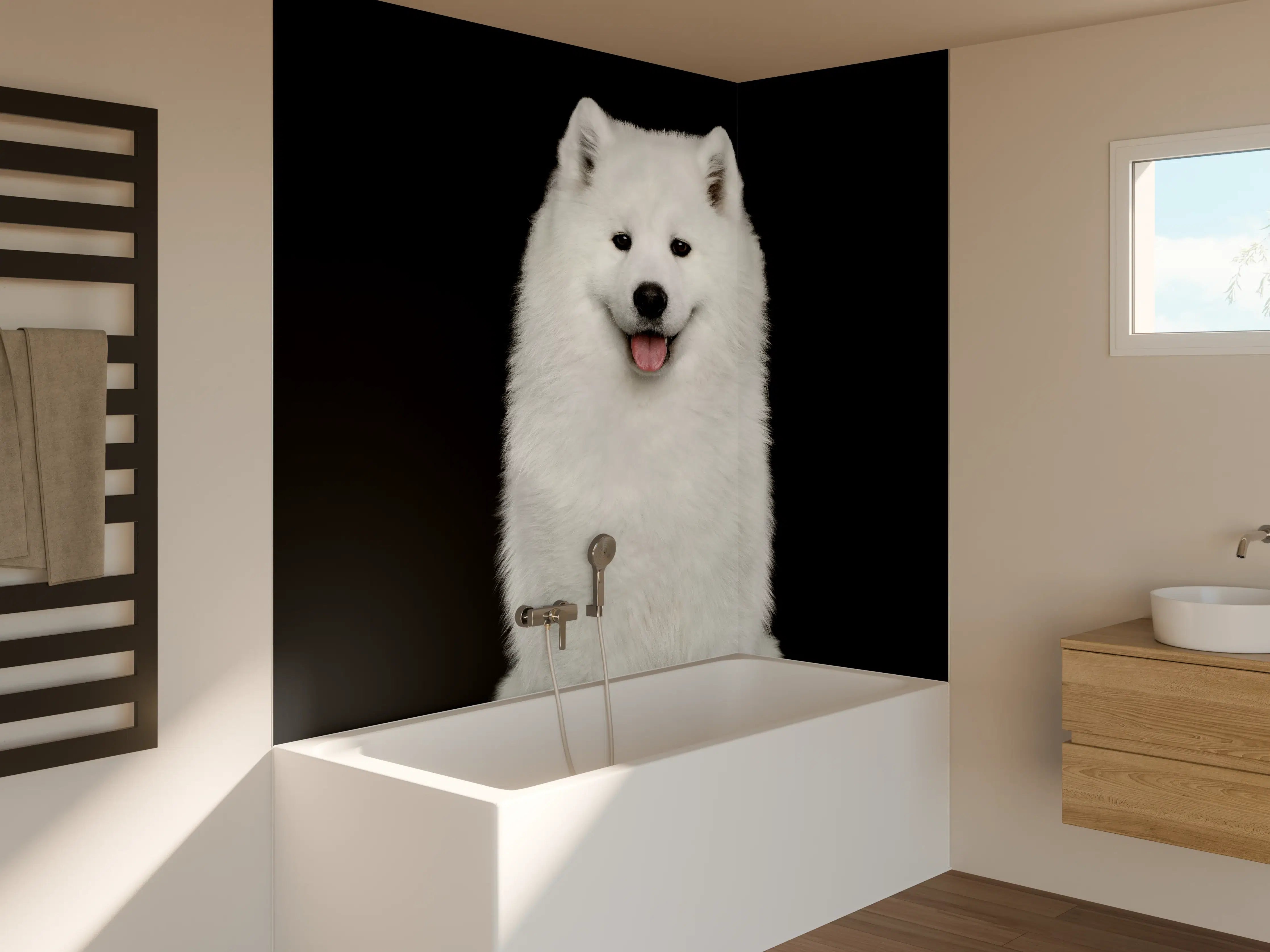 Badewannen-Rückwand - Samojeden Hund