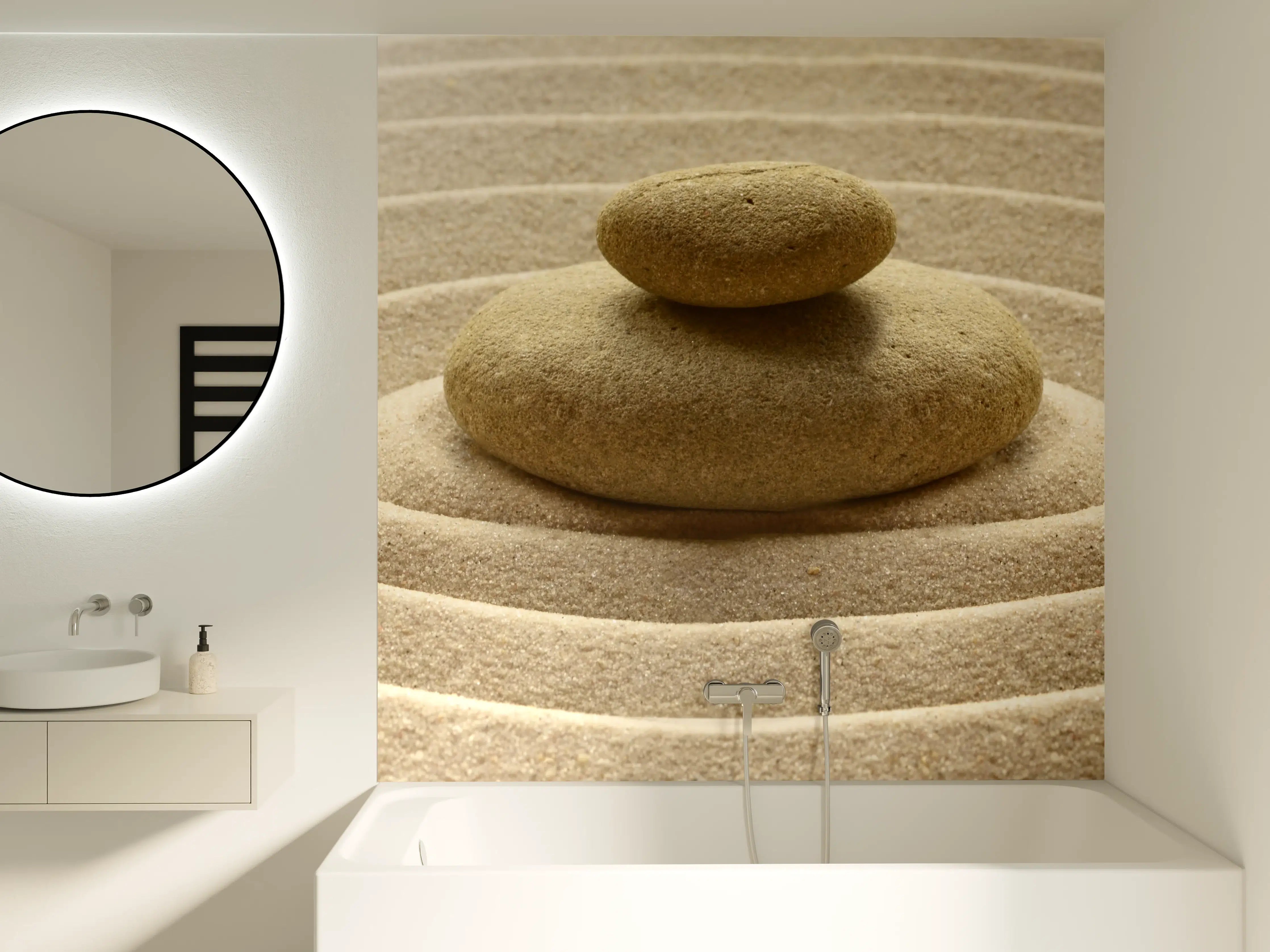 Badewannen-Rückwand - Sand im Zen-Garten