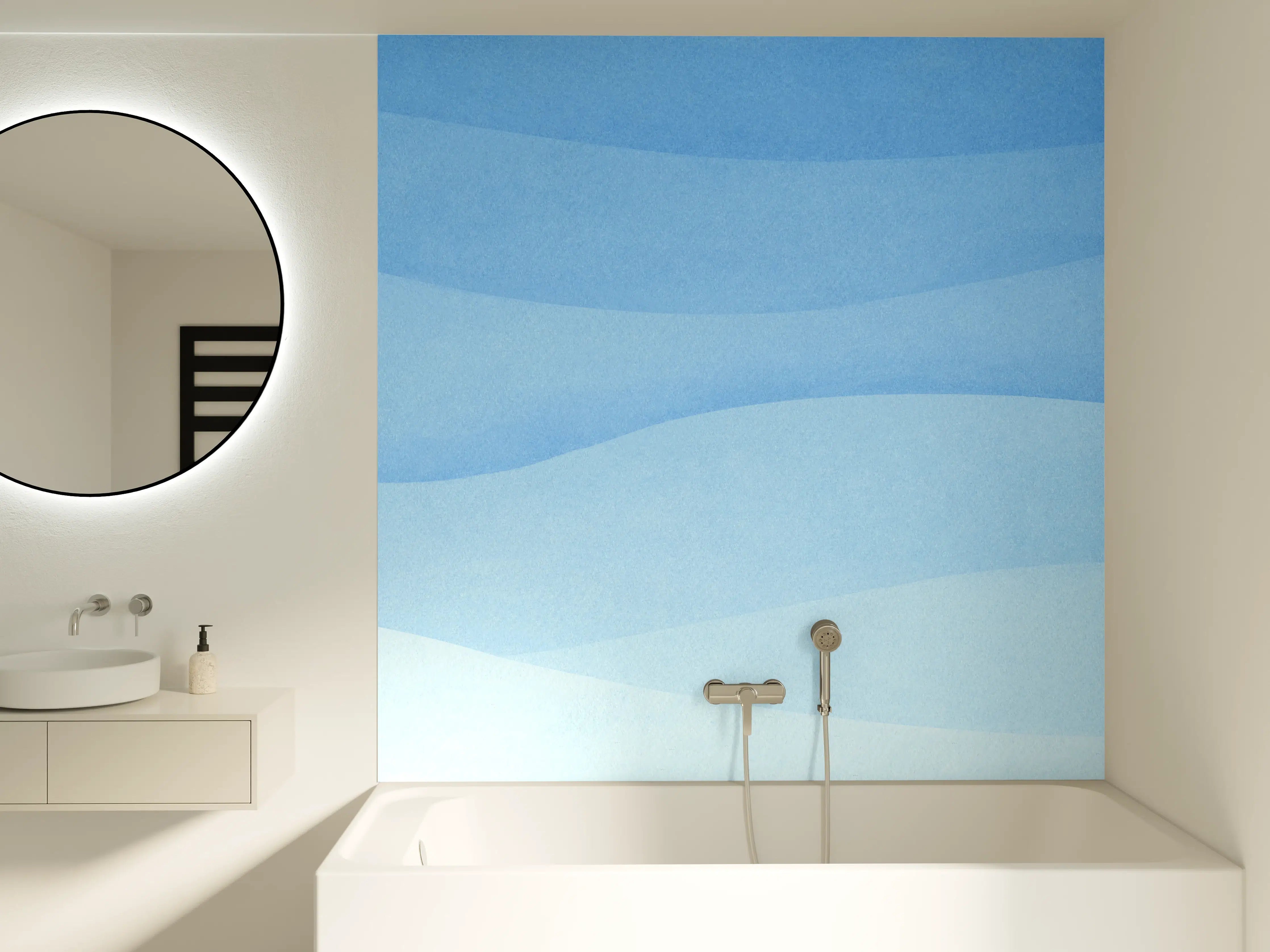 Badewannen-Rückwand - Sanfte Blau-Gradienten-Wellen