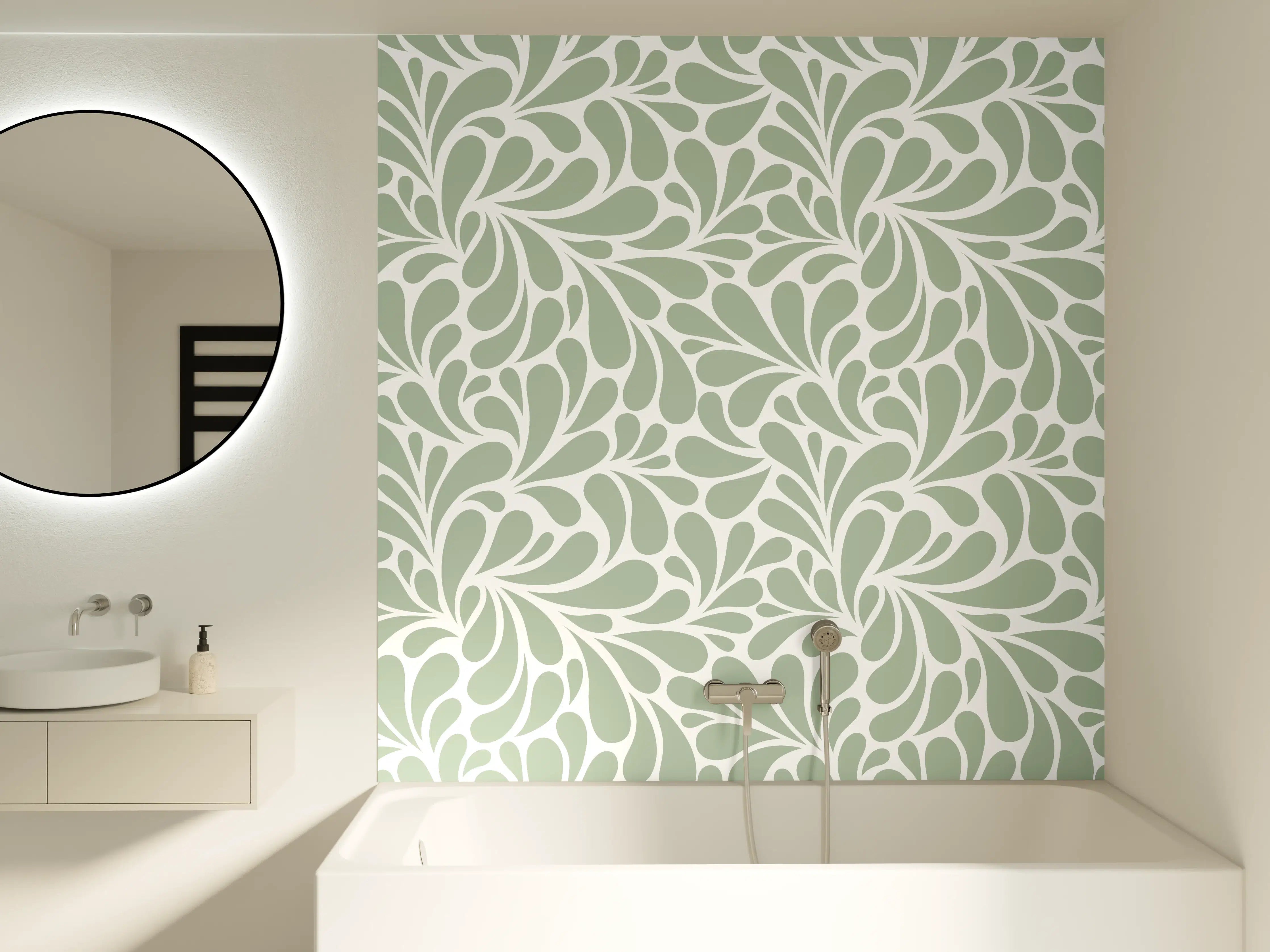 Badewannen-Rückwand - Sanfte Blautöne und elegantes Muster