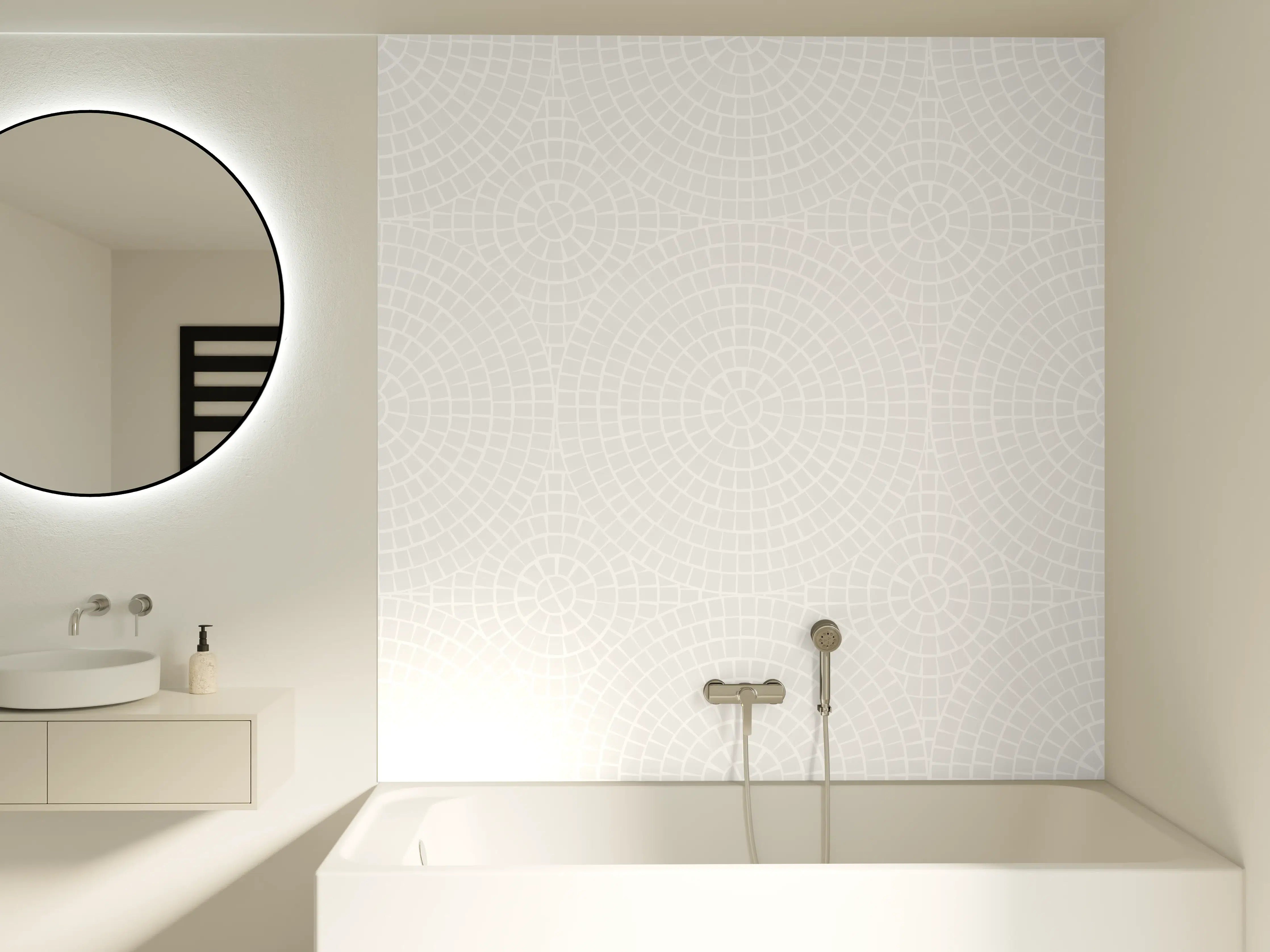 Badewannen-Rückwand - Sanfte Grauwand mit zarter Textur