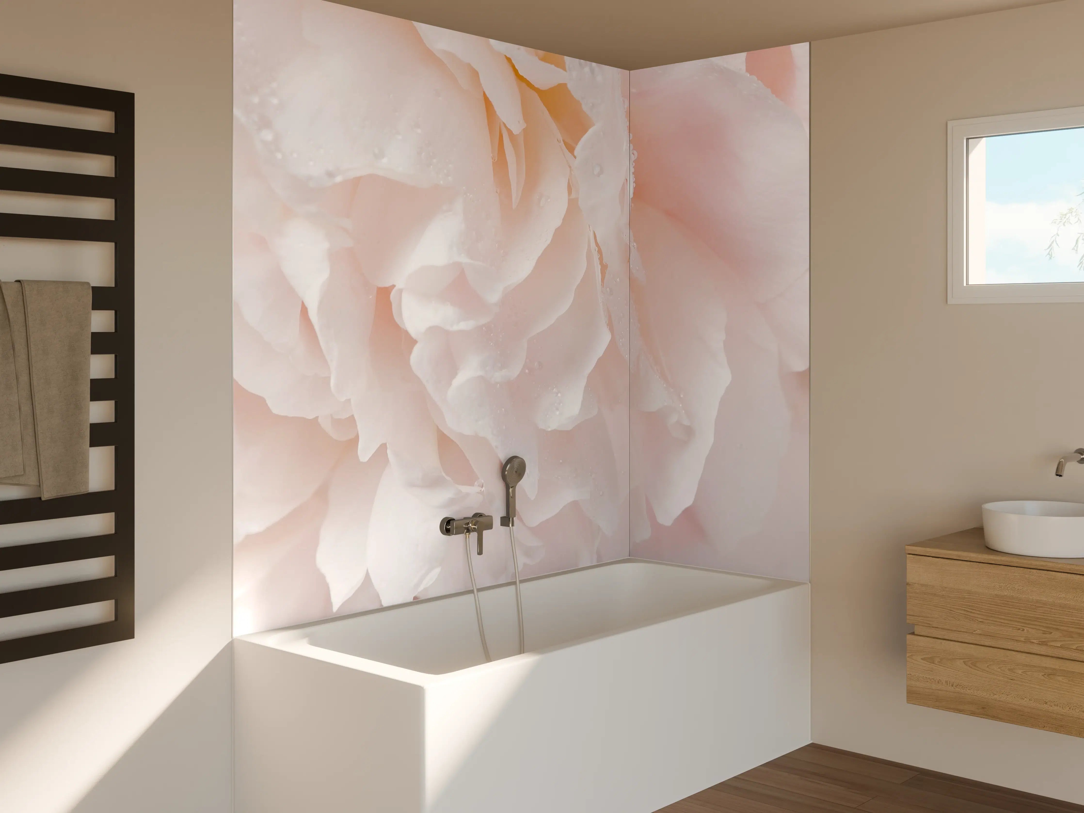 Badewannen-Rückwand - Sanfte Nahaufnahme von Blumen