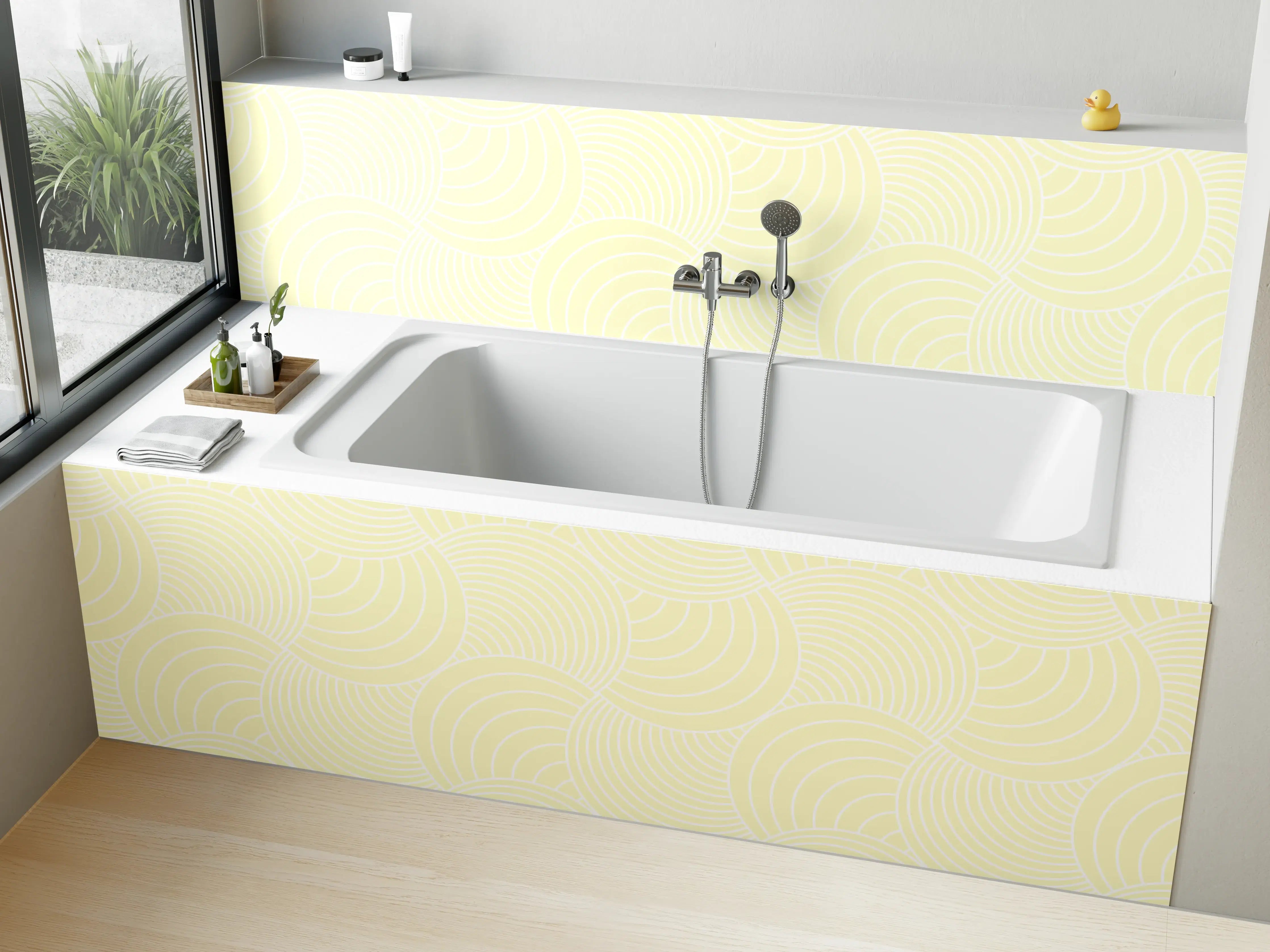 Badewannen-Rückwand - Sanfte Pastellfarben mit zarten Kreismustern