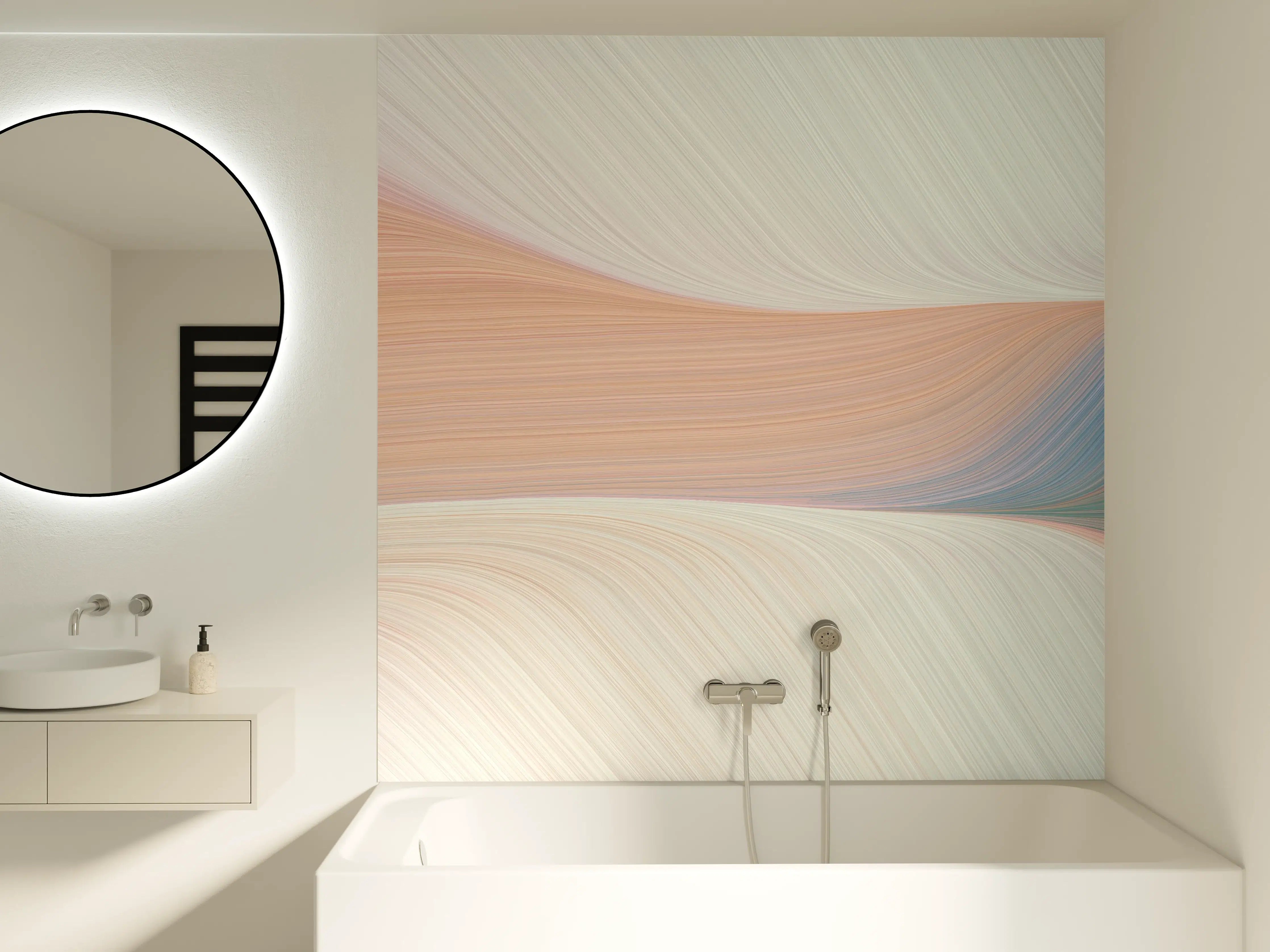 Badewannen-Rückwand - Sanfte bunte Wellenmuster inPastellfarben