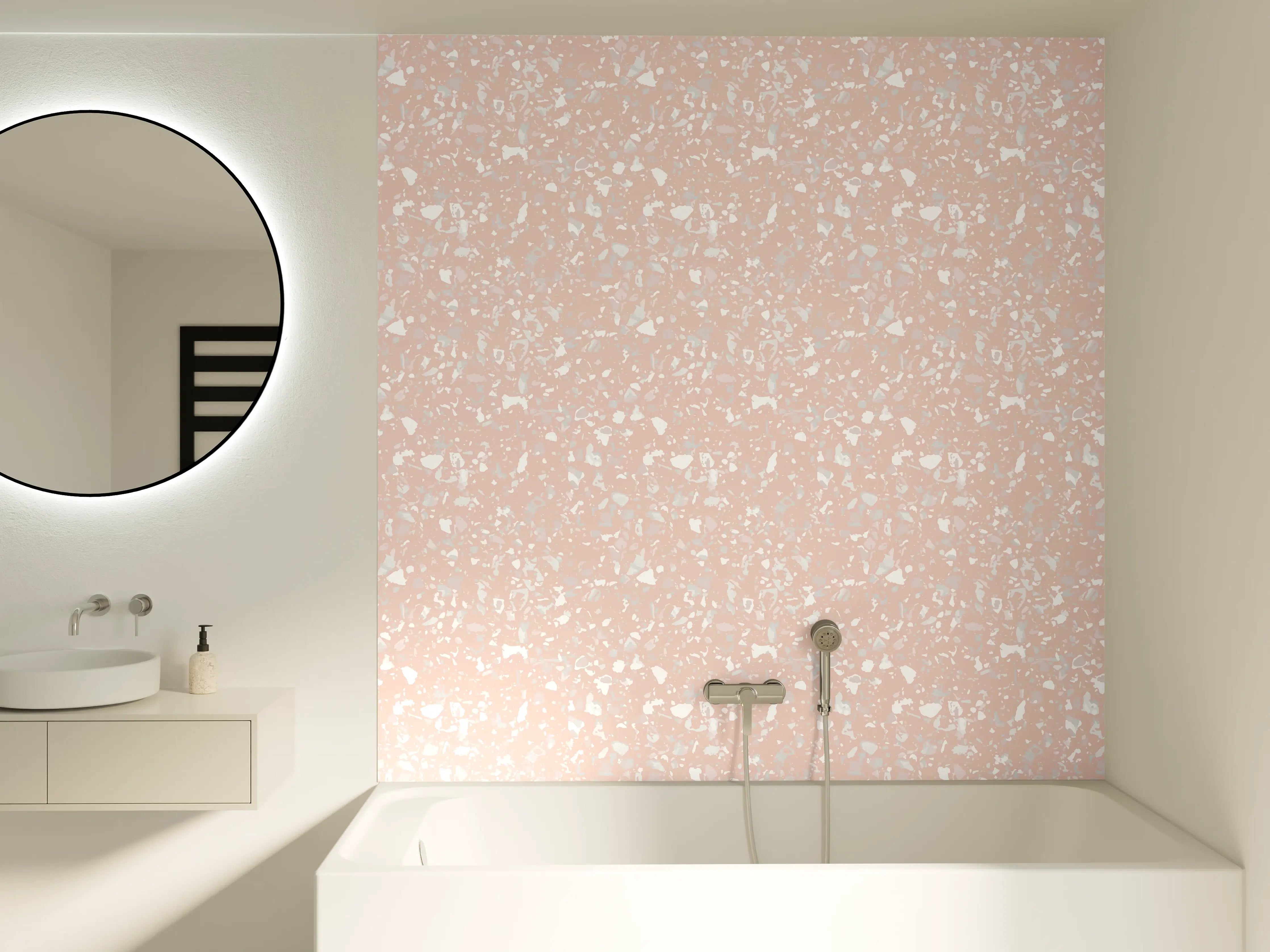 Badewannen-Rückwand - Sanfter Rosé-Glimmer-Hintergrund