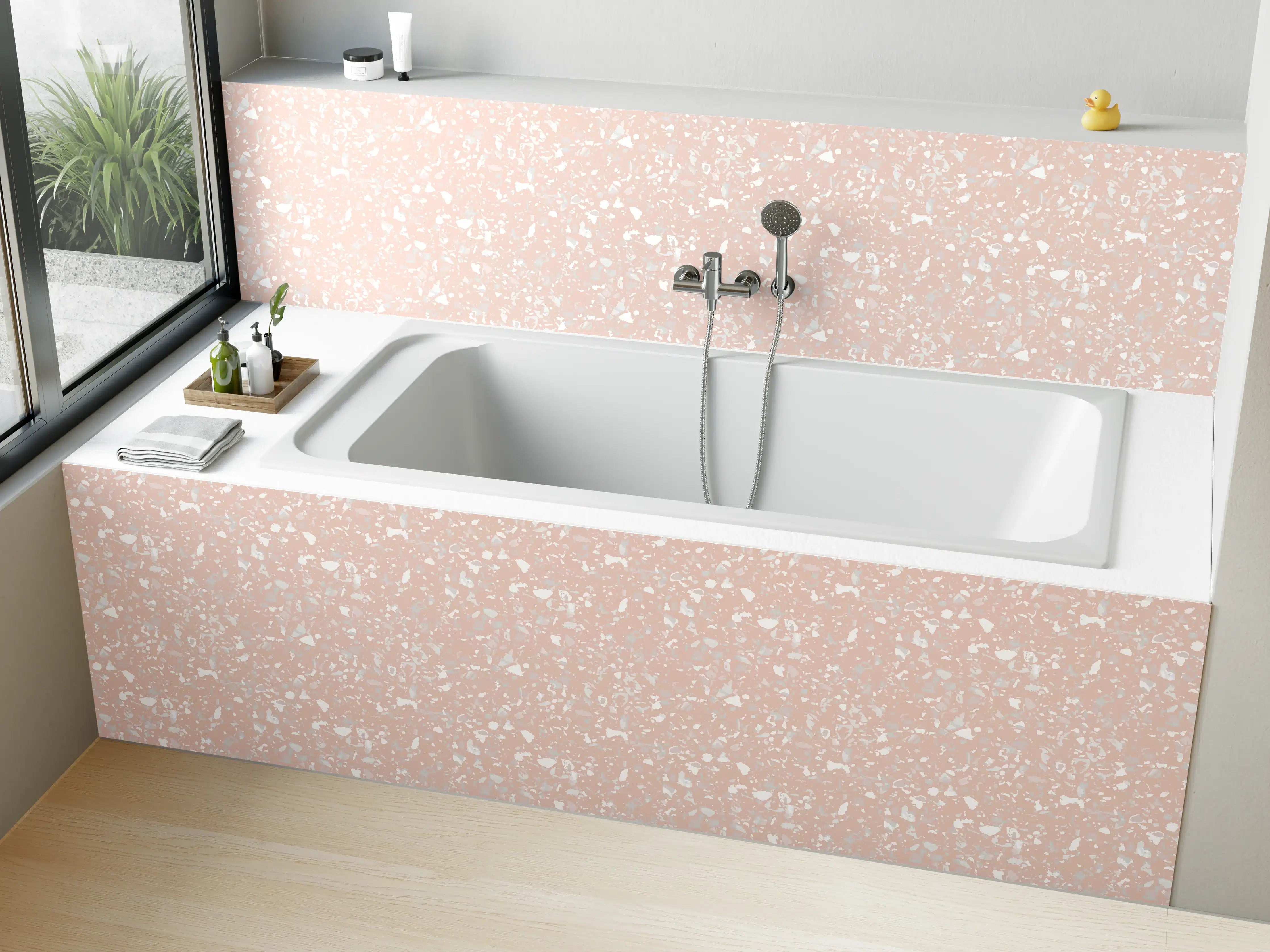 Badewannen-Rückwand - Sanfter Rosé-Glimmer-Hintergrund