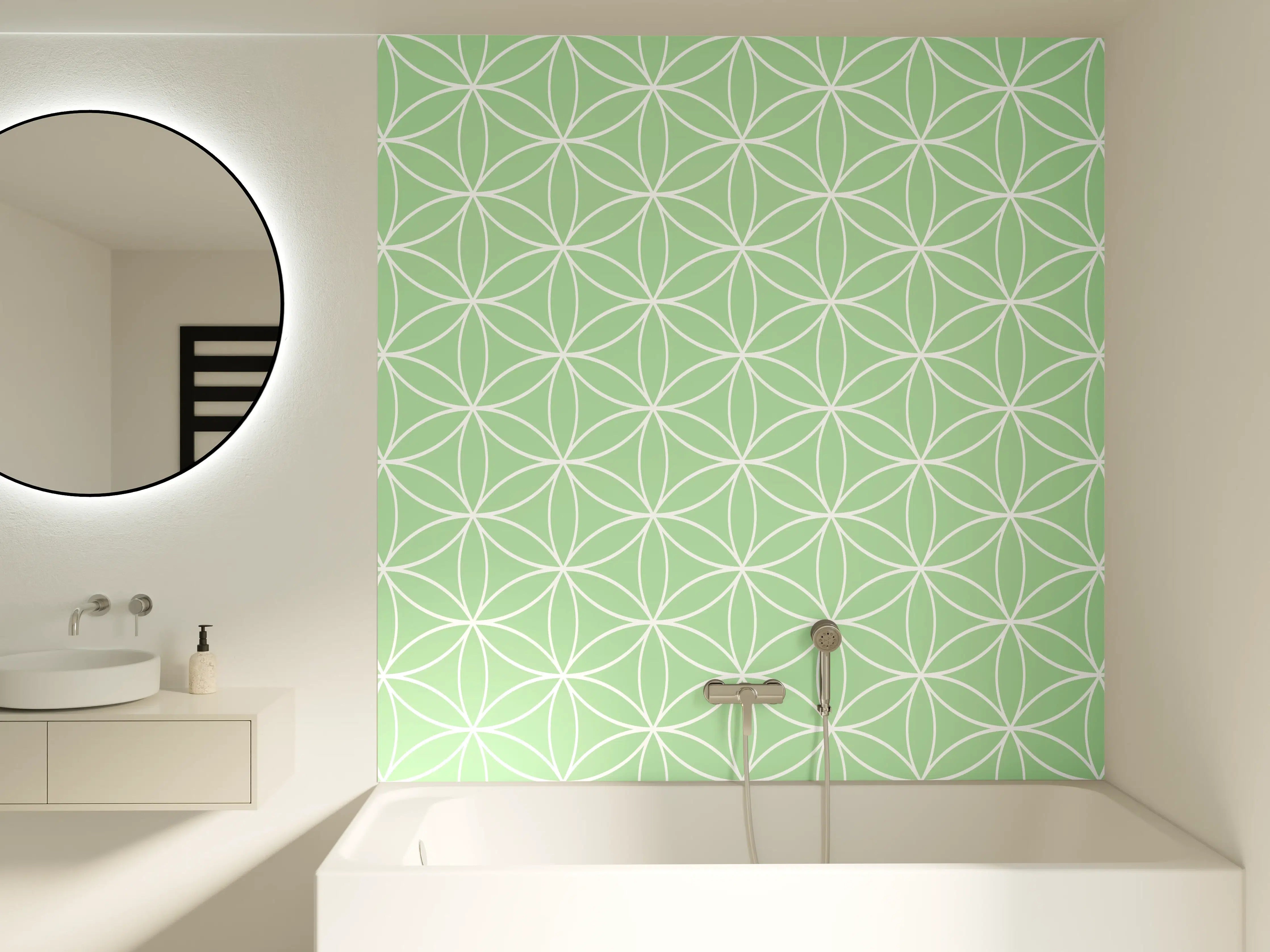 Badewannen-Rückwand - Sanftes Grau in Mintfarben