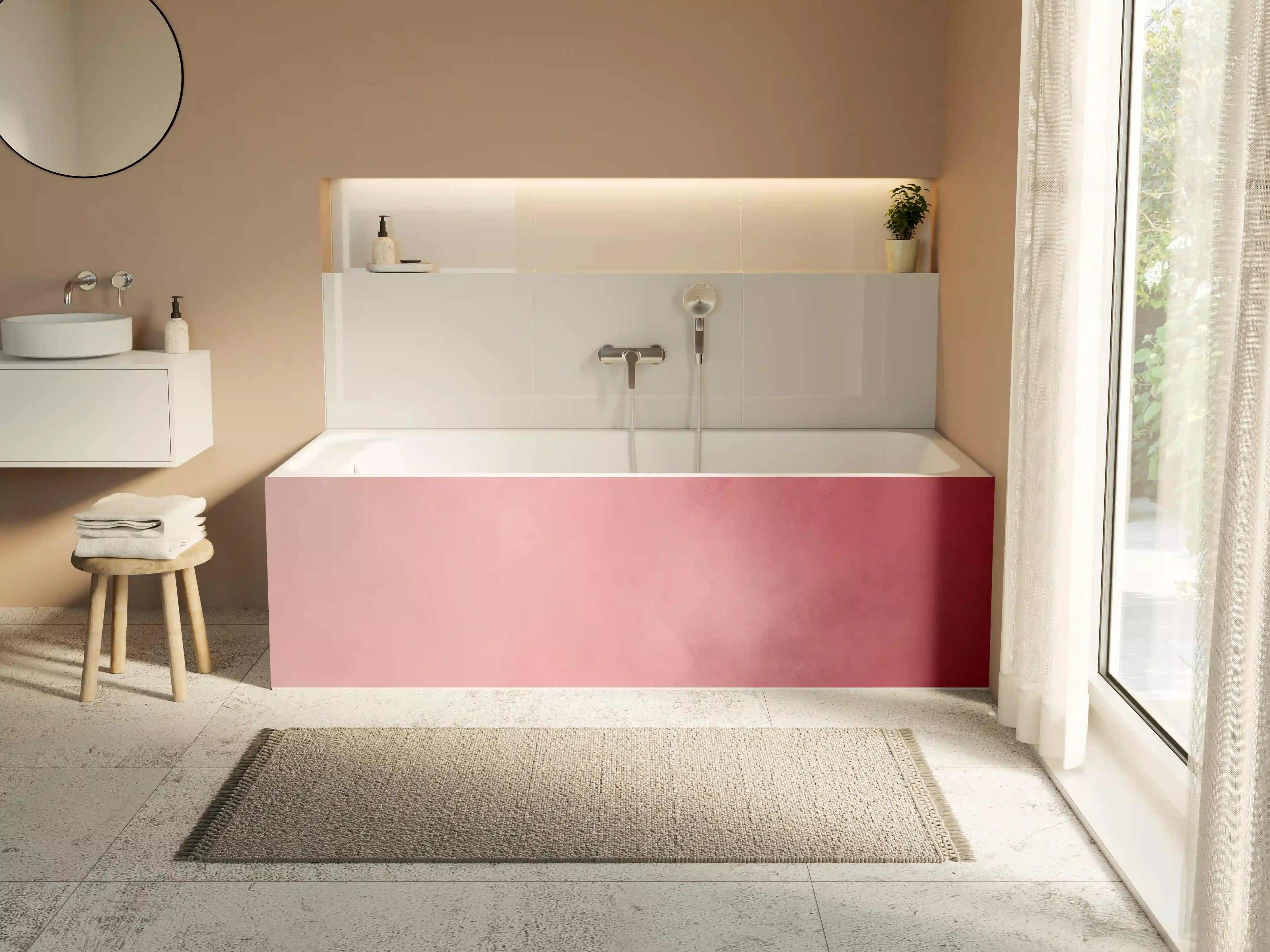 Badewannen-Rückwand - Sanftes Rosa mit Farbverlauf