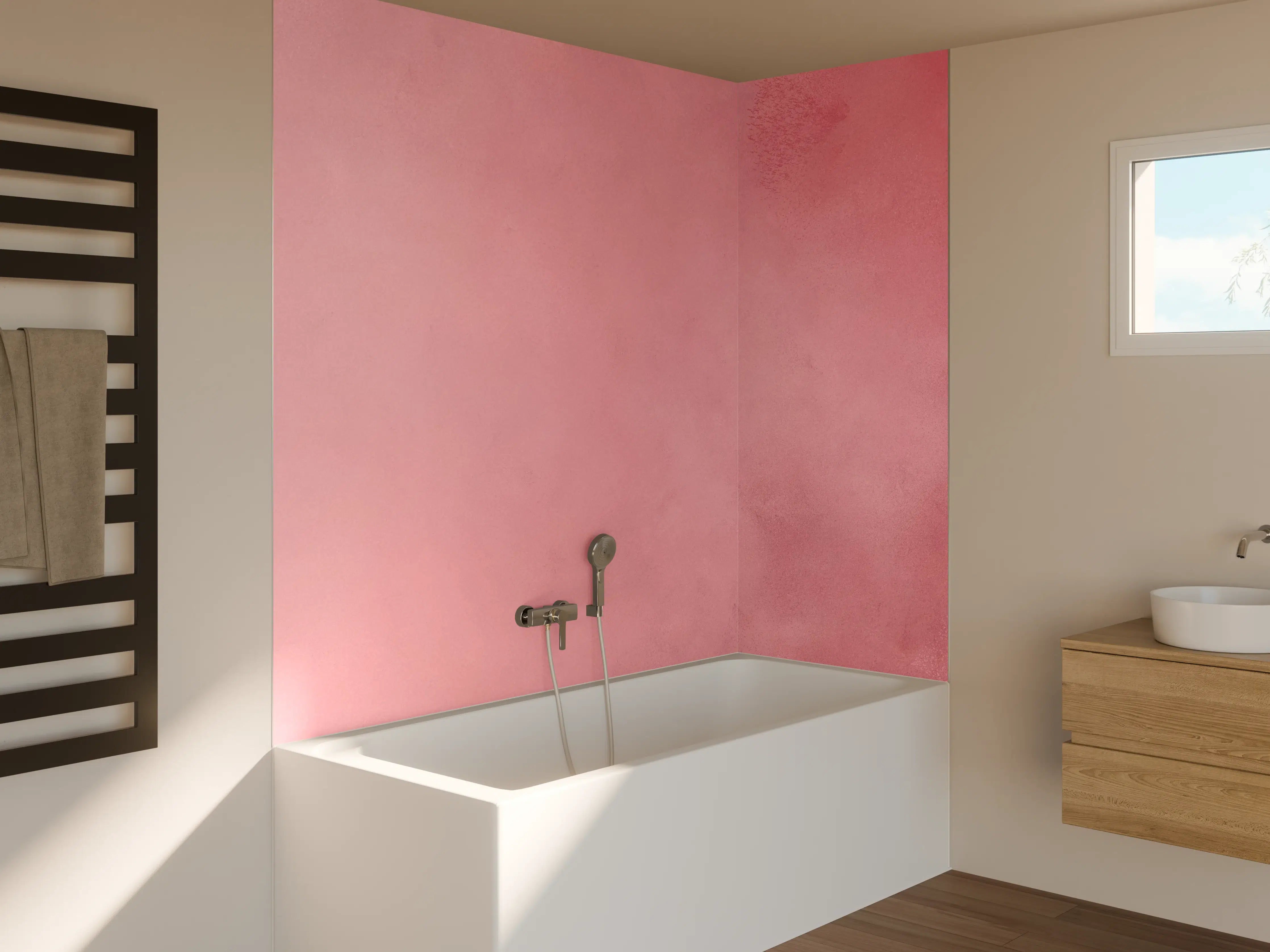 Badewannen-Rückwand - Sanftes Rosa mit Farbverlauf