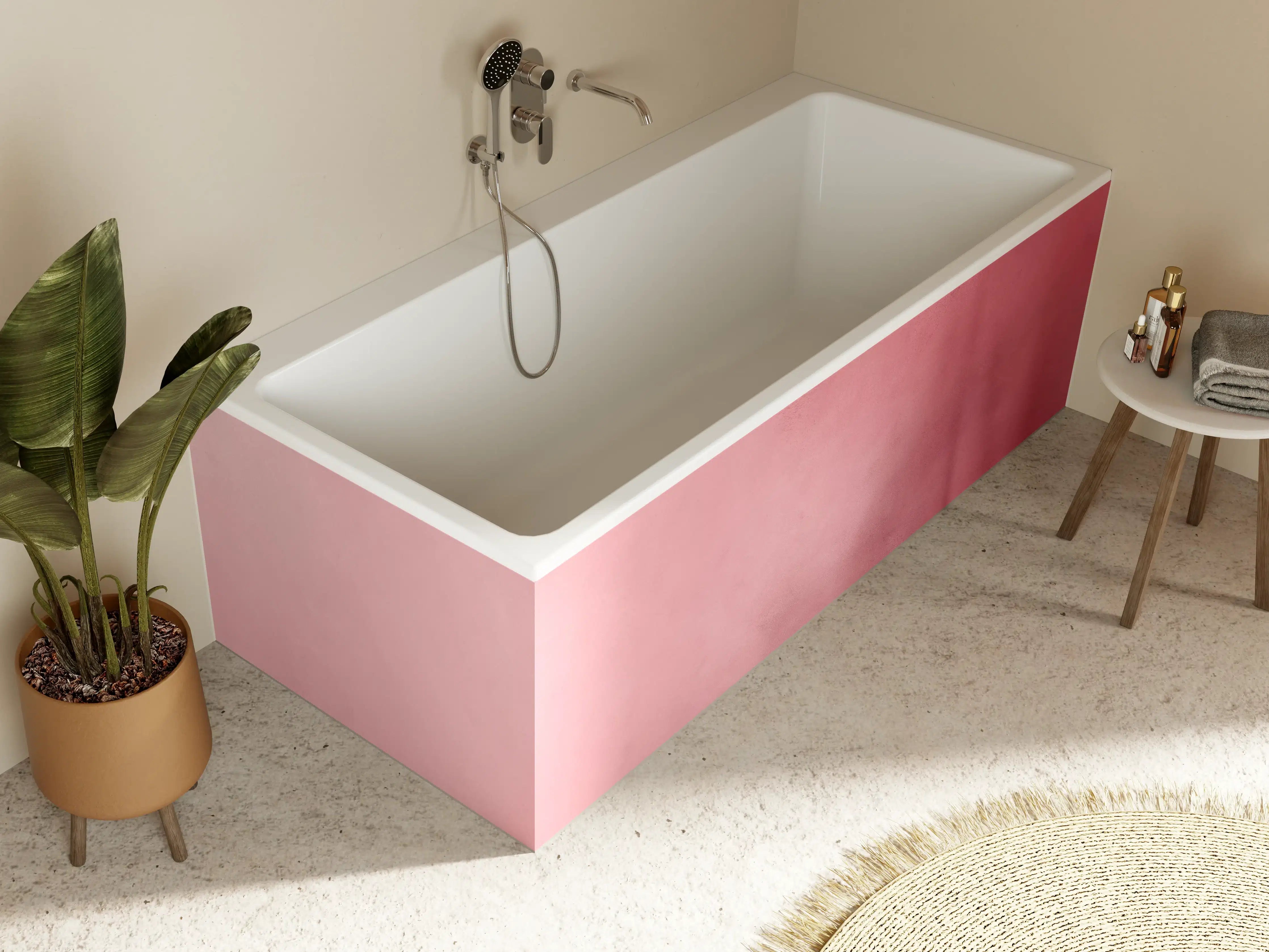 Badewannen-Rückwand - Sanftes Rosa mit Farbverlauf