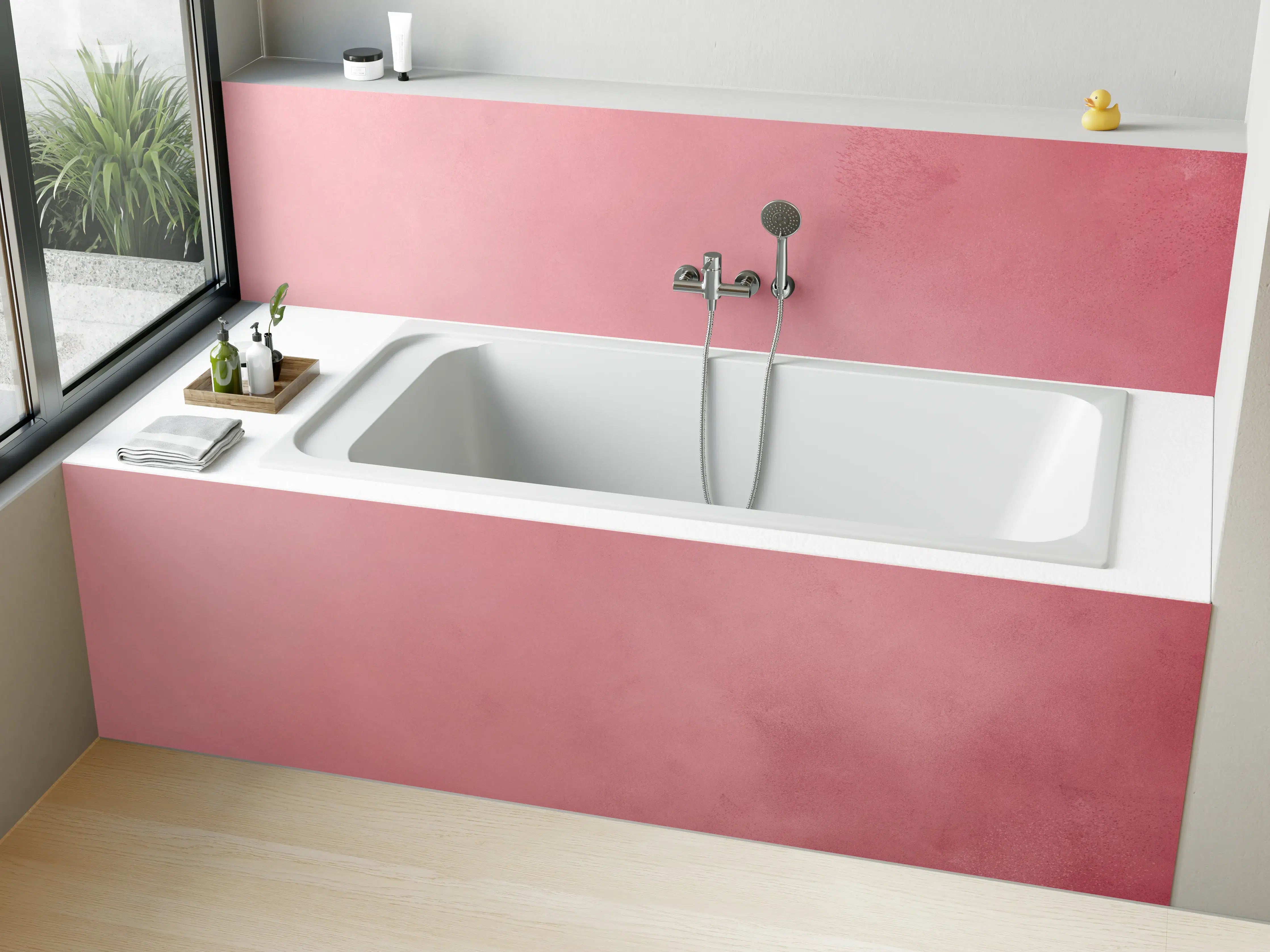 Badewannen-Rückwand - Sanftes Rosa mit Farbverlauf