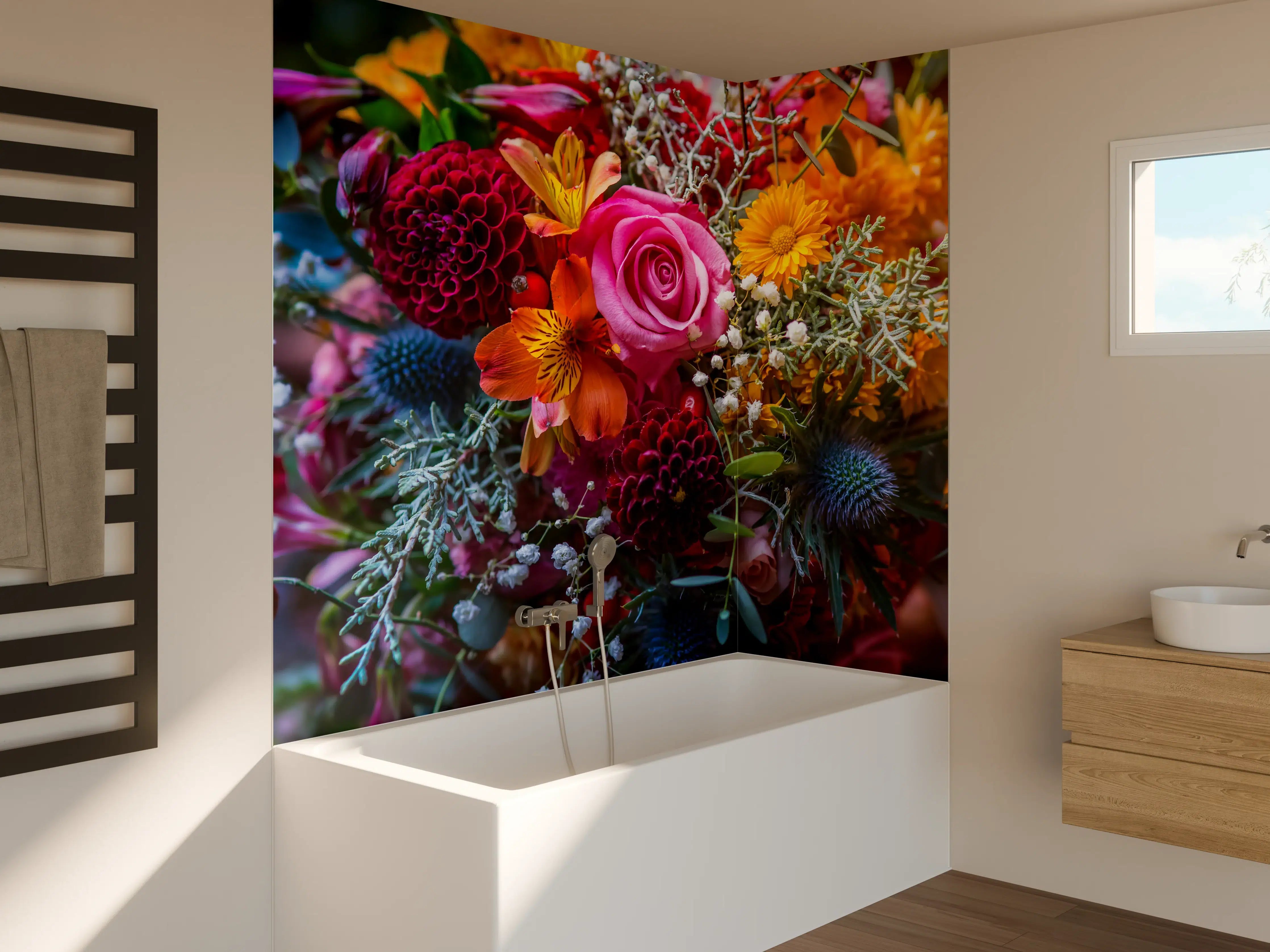 Badewannen-Rückwand - Satter bunter Blumenstrauß