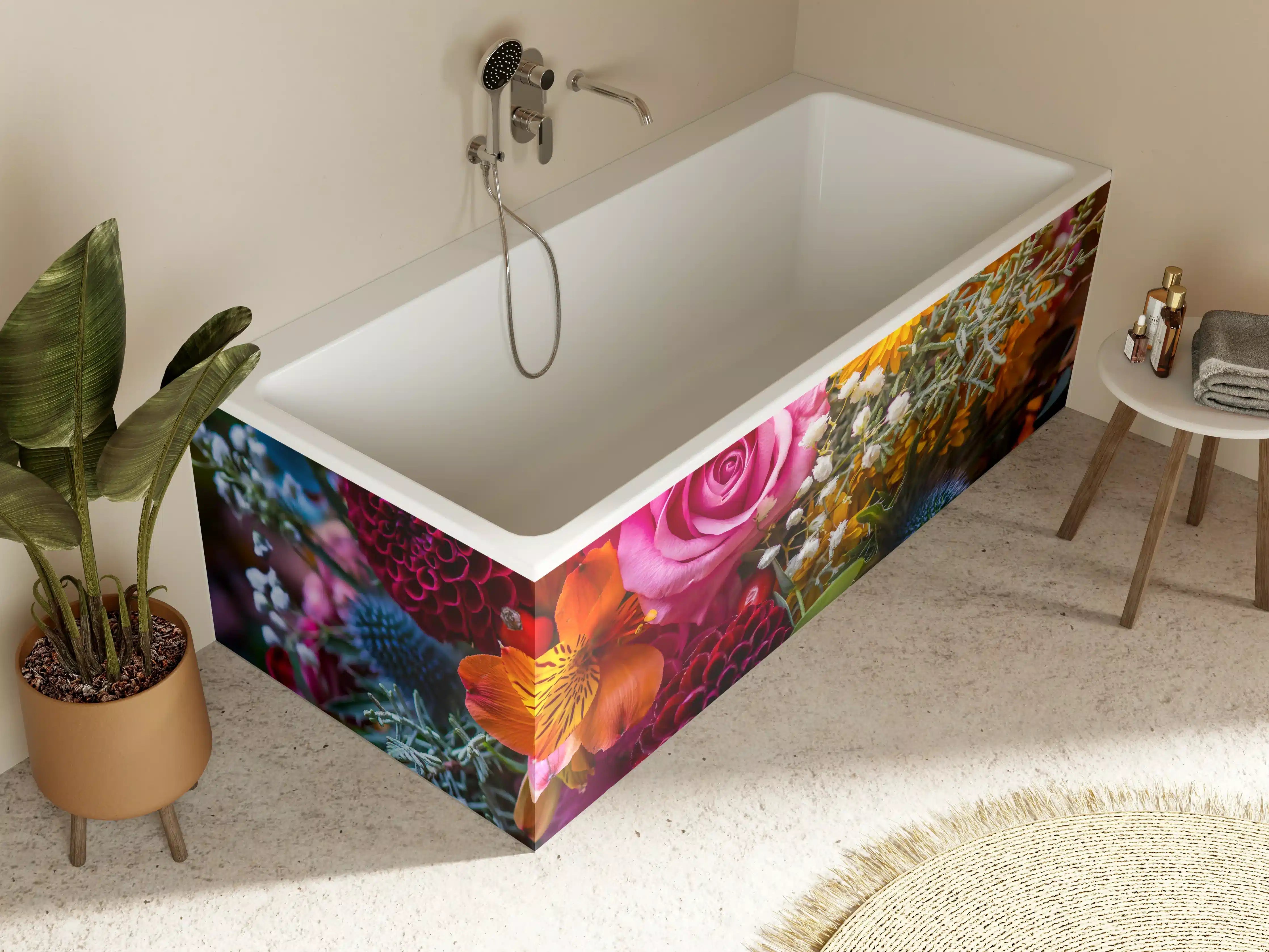 Badewannen-Rückwand - Satter bunter Blumenstrauß