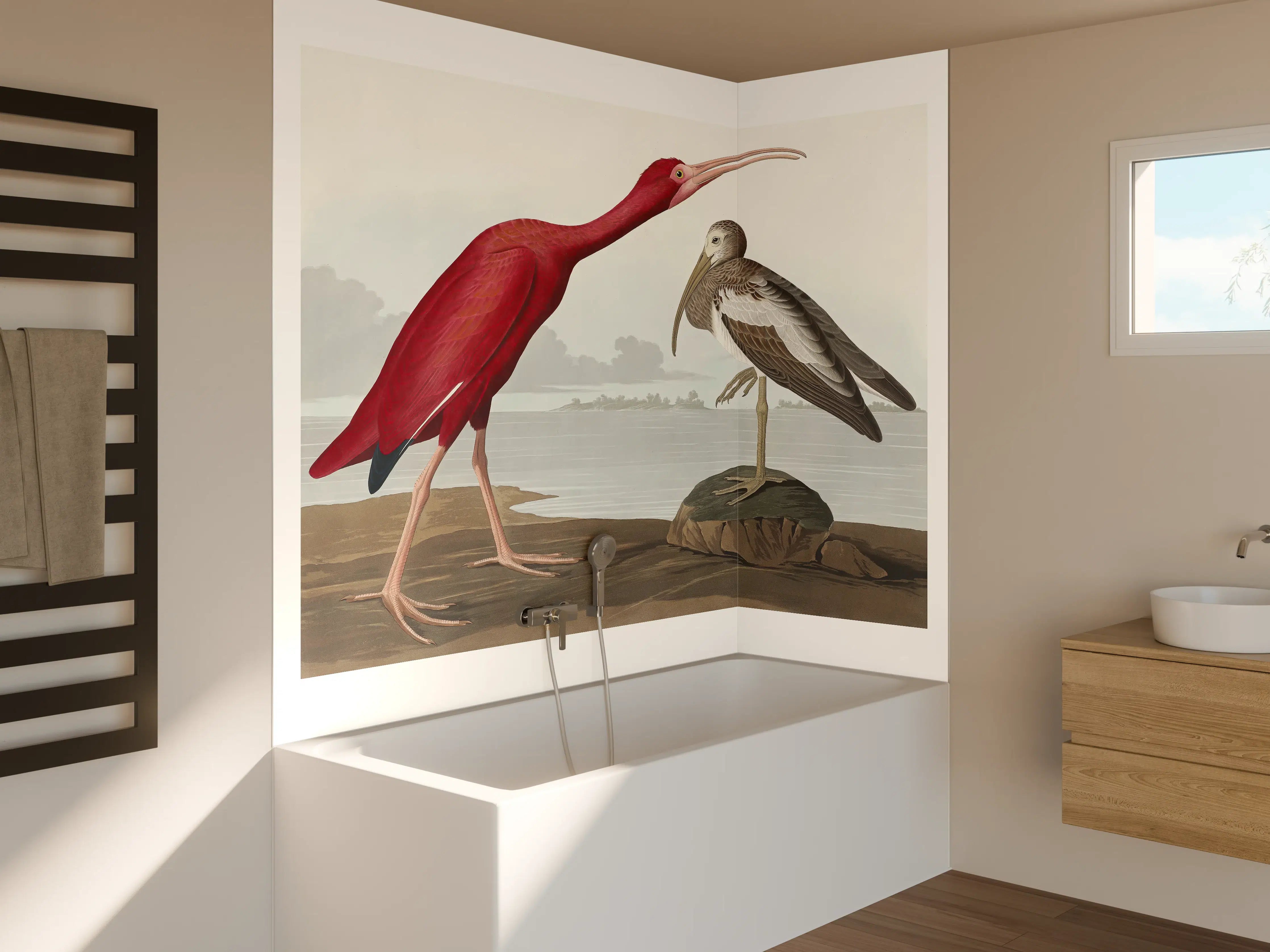Badewannen-Rückwand - Scharlachsichler Portrait - John James Audubon