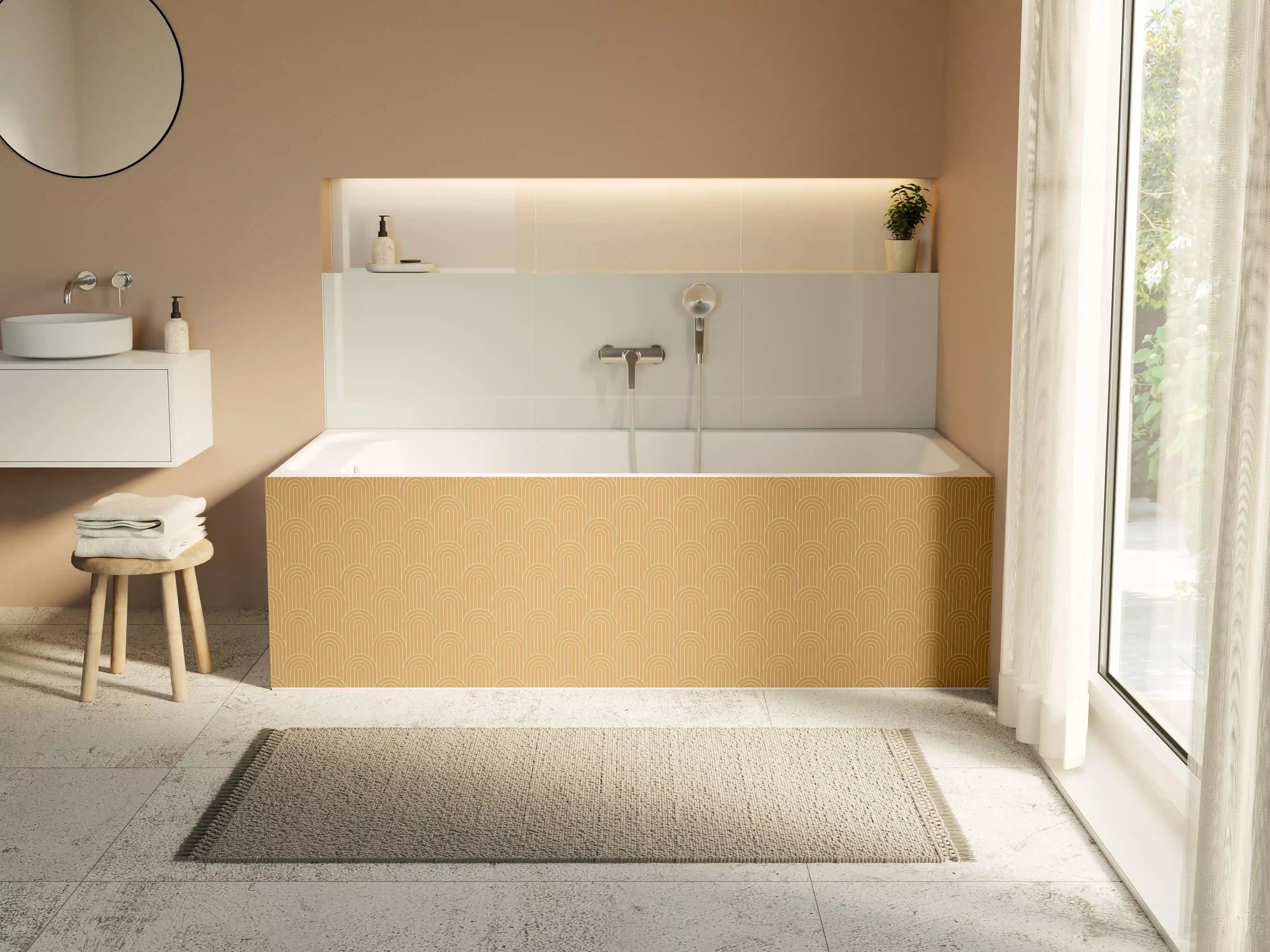 Badewannen-Rückwand - Schlichte beige Hintergrund mit elegantem Muster