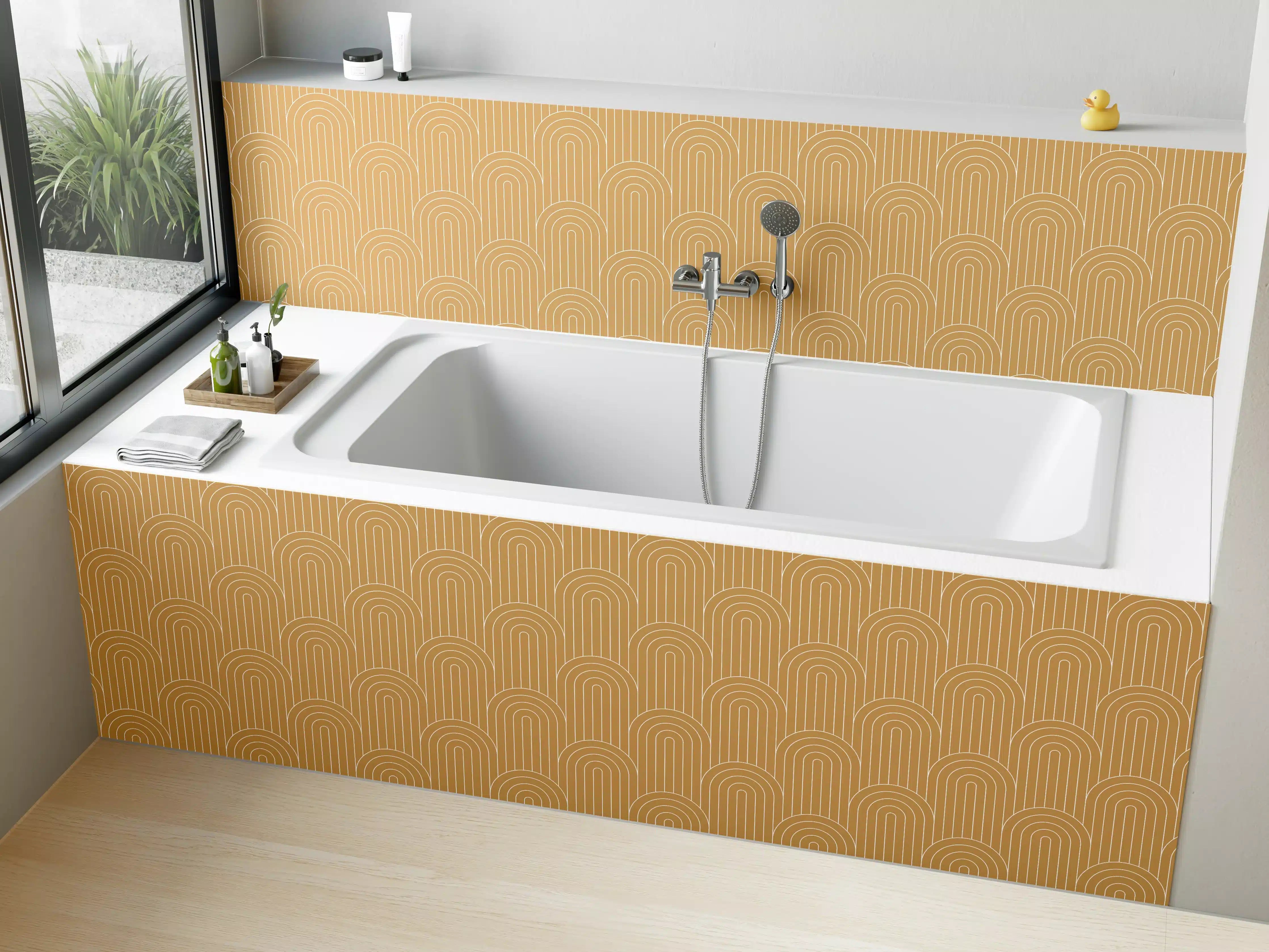 Badewannen-Rückwand - Schlichte beige Hintergrund mit elegantem Muster