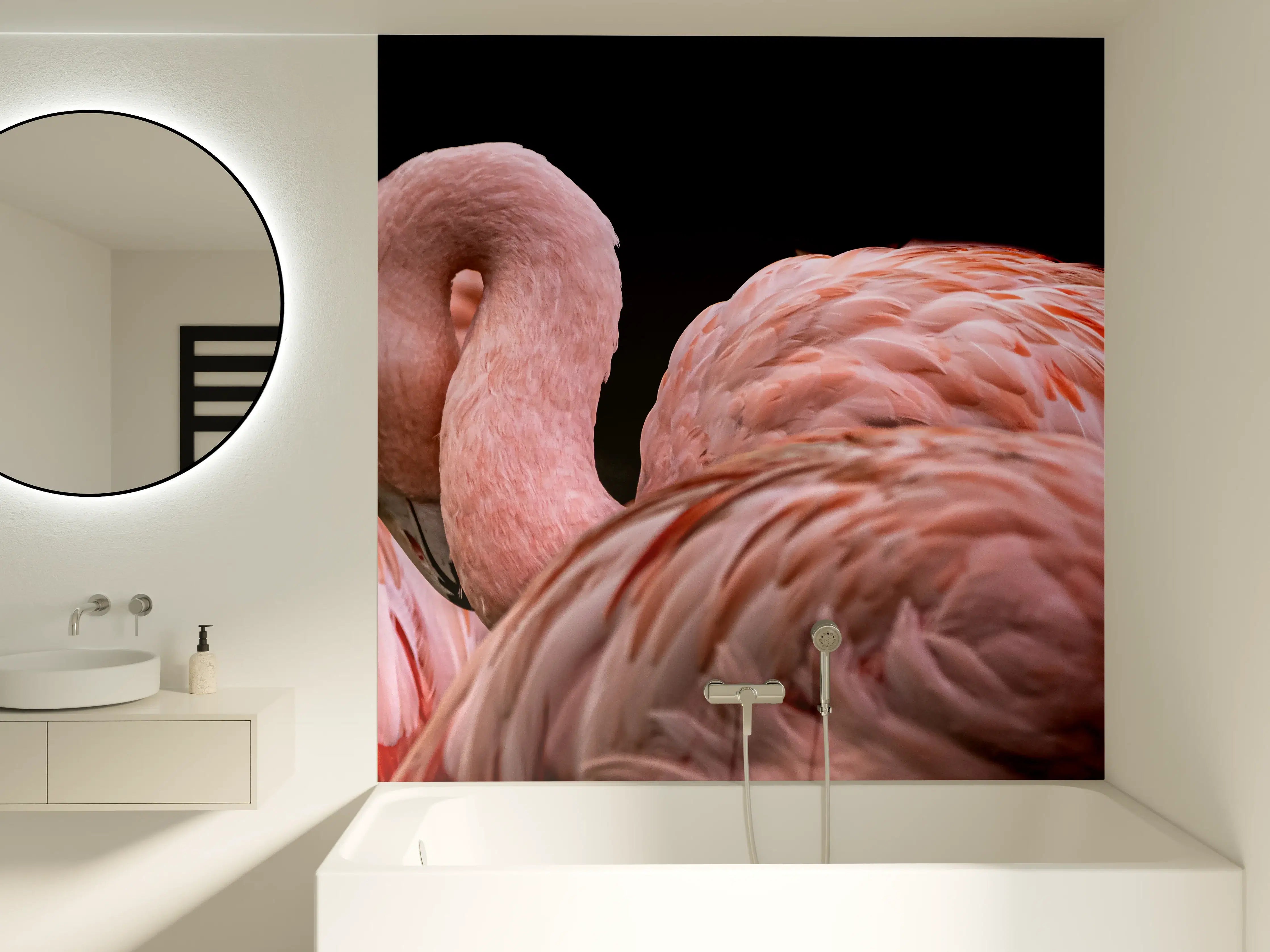 Badewannen-Rückwand - Schnappschuss eines Flamingo
