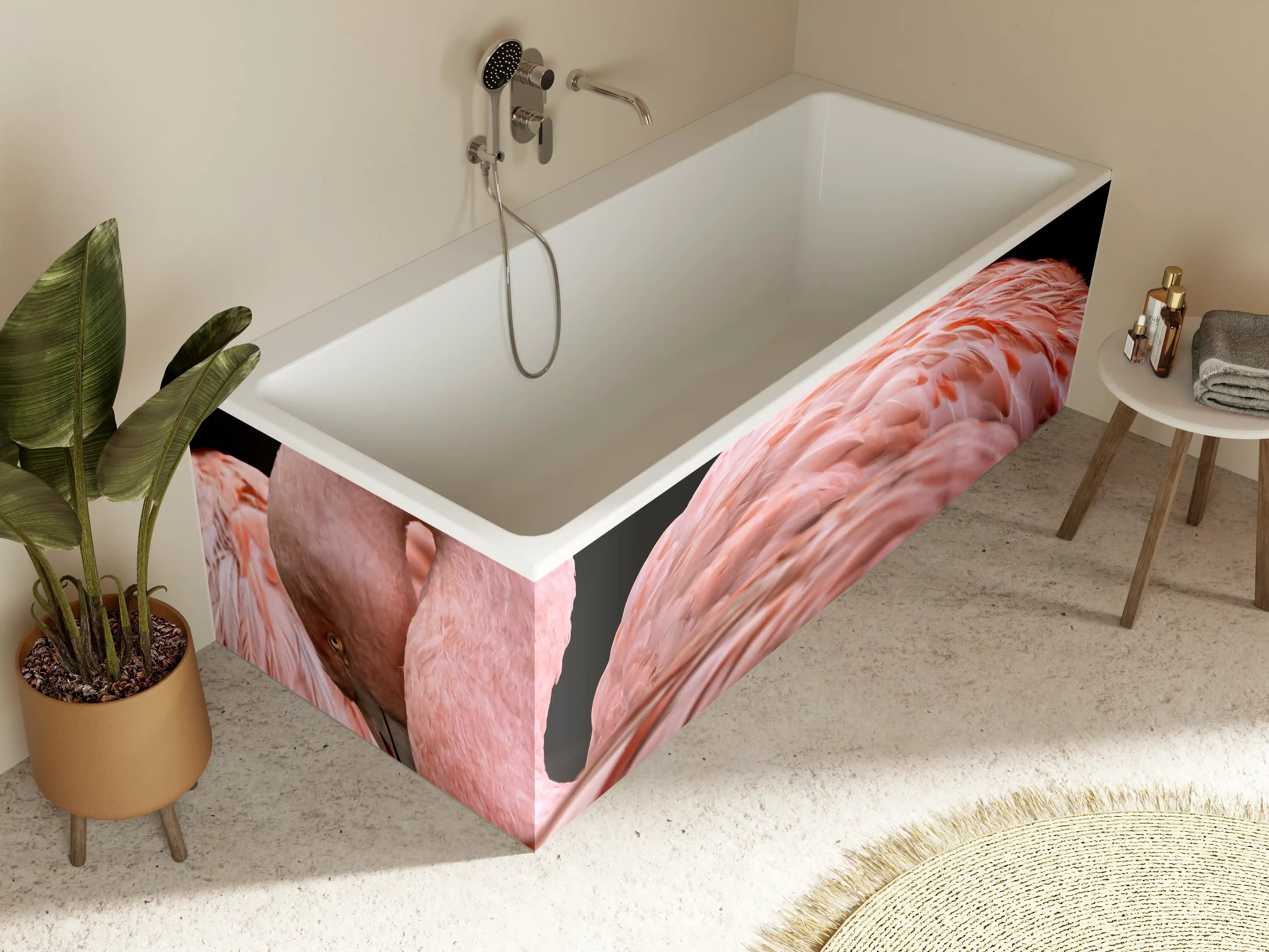 Badewannen-Rückwand - Schnappschuss eines Flamingo
