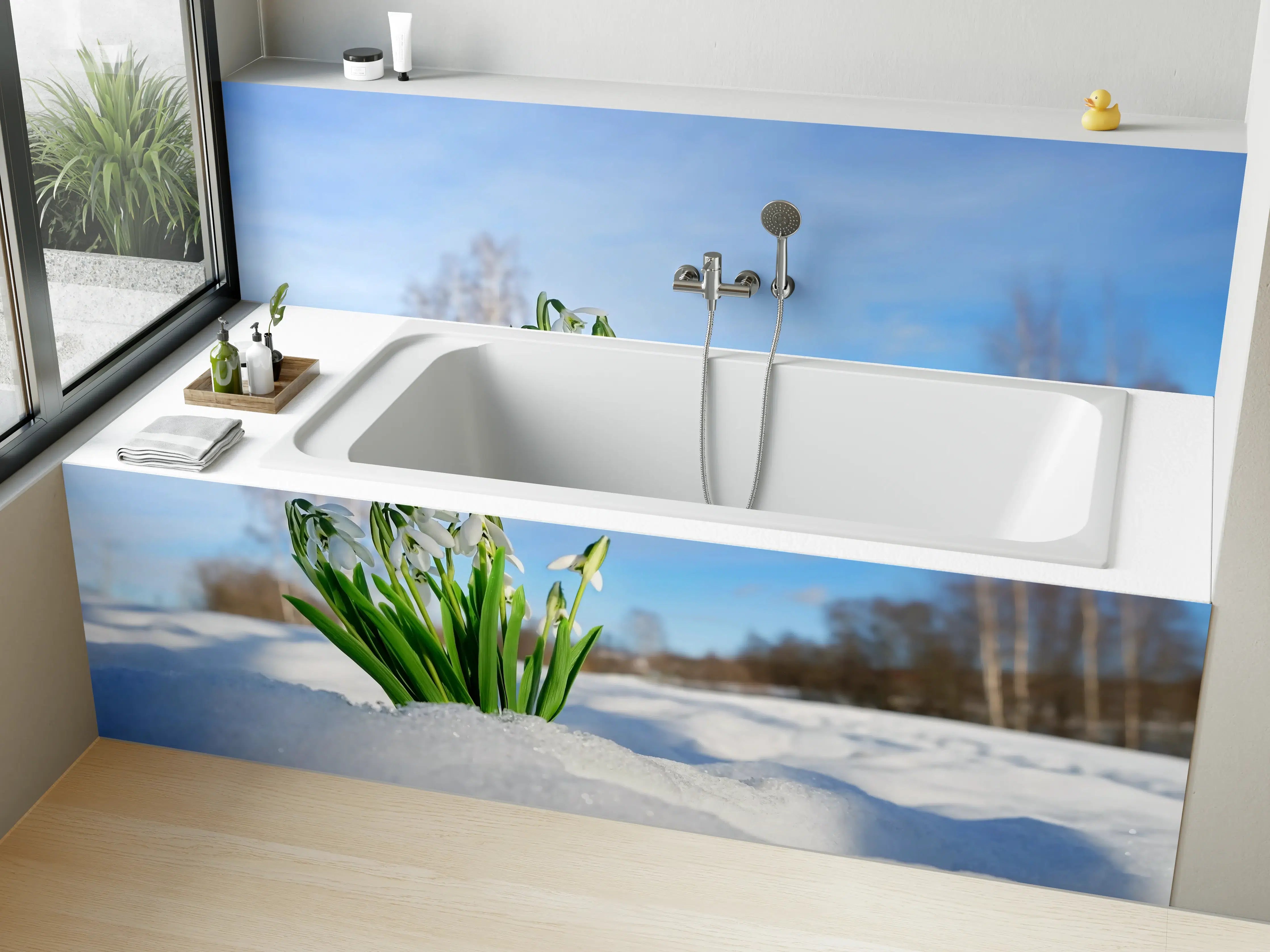 Badewannen-Rückwand - Schneeglöckchen im Schnee