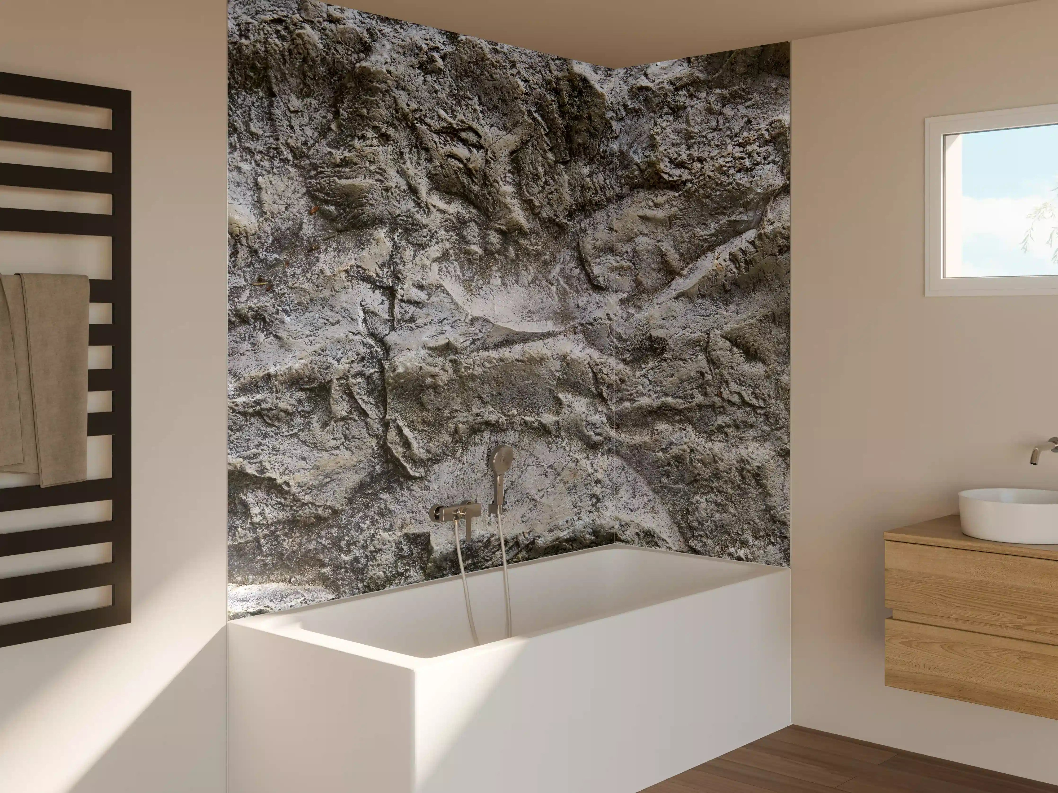 Badewannen-Rückwand - Schöne Felsstruktur - Granit