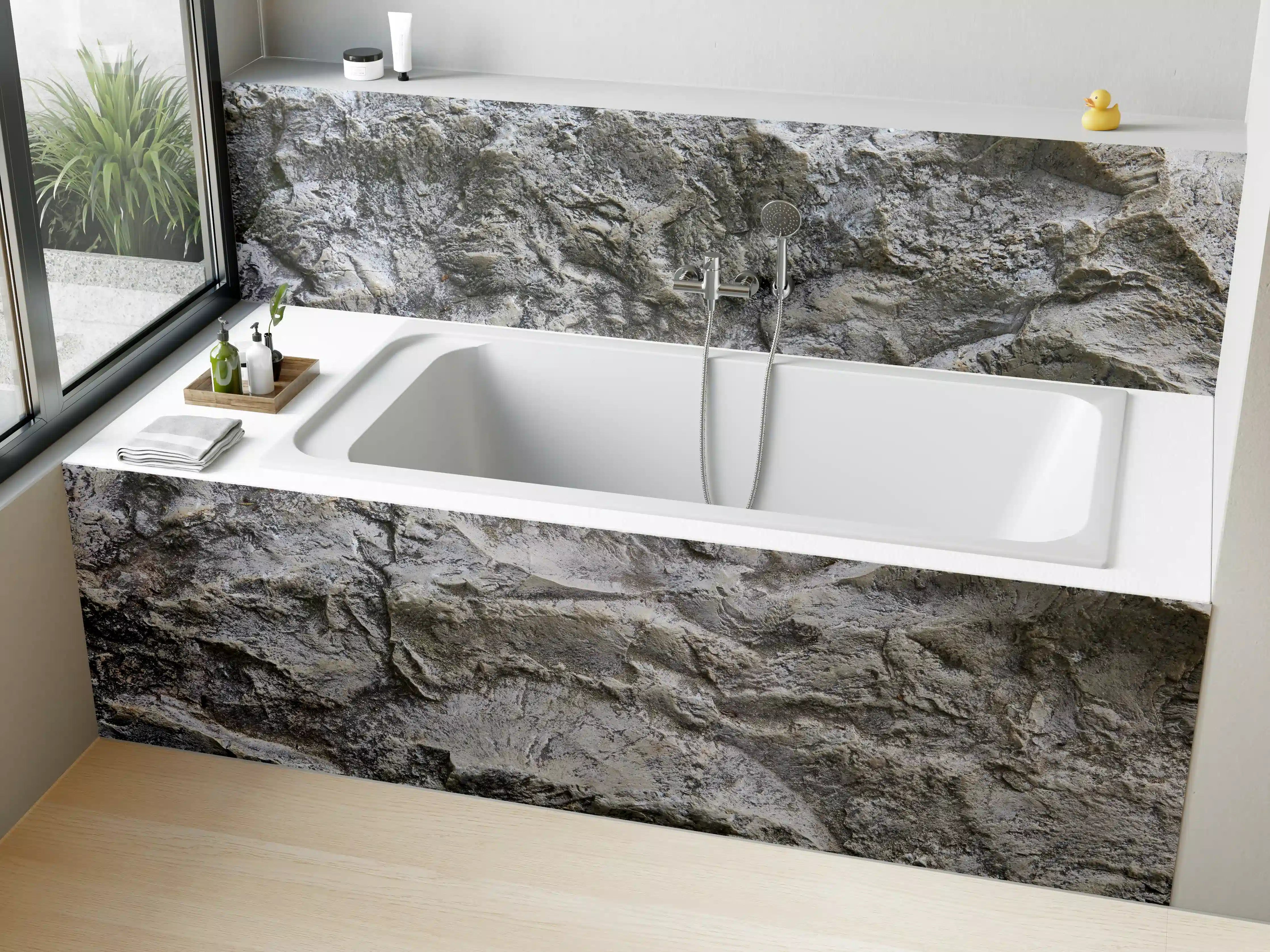 Badewannen-Rückwand - Schöne Felsstruktur - Granit