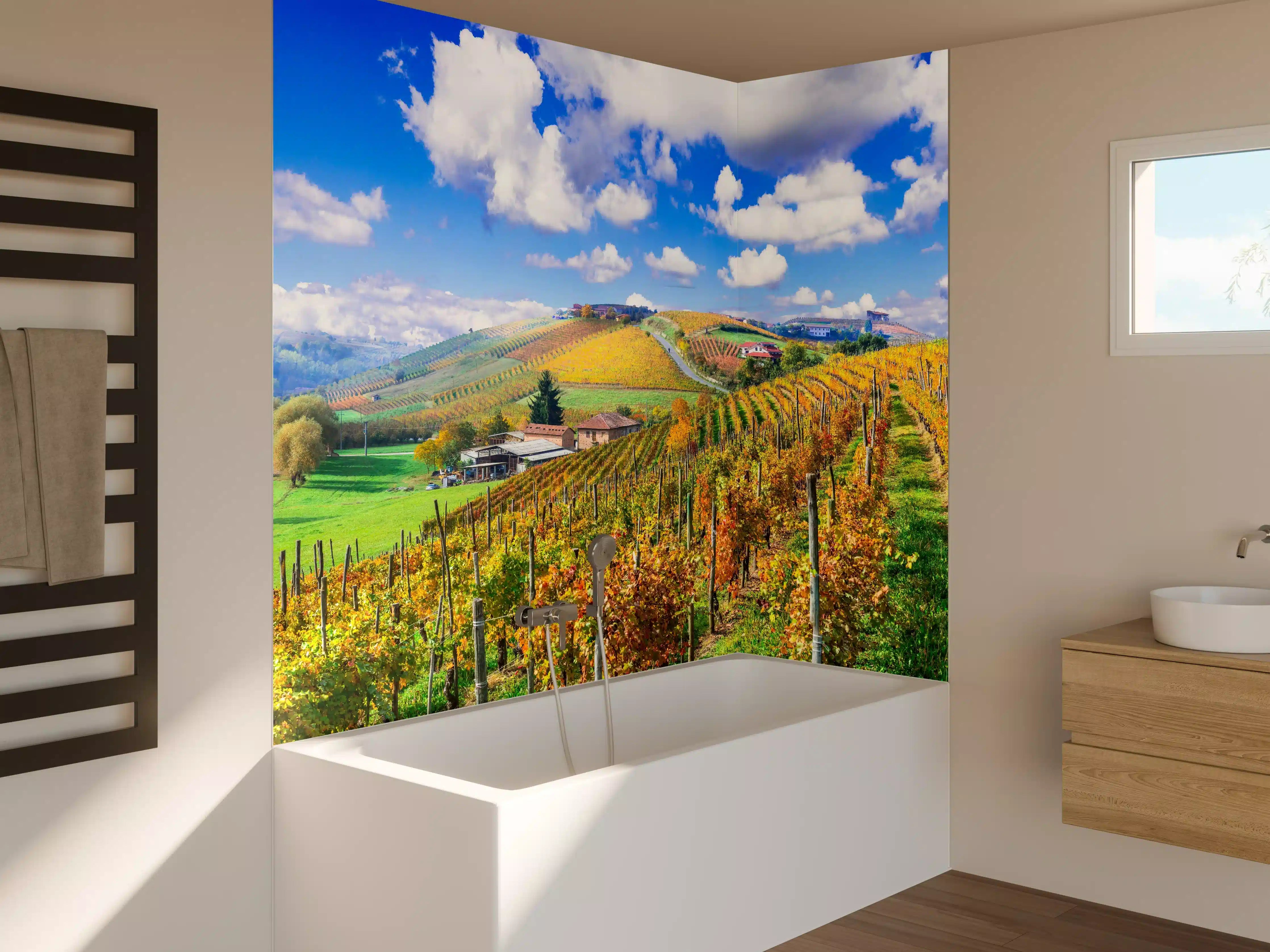 Badewannen-Rückwand - Schöne Herbstlandschaft mit Weinbergen - Toskana