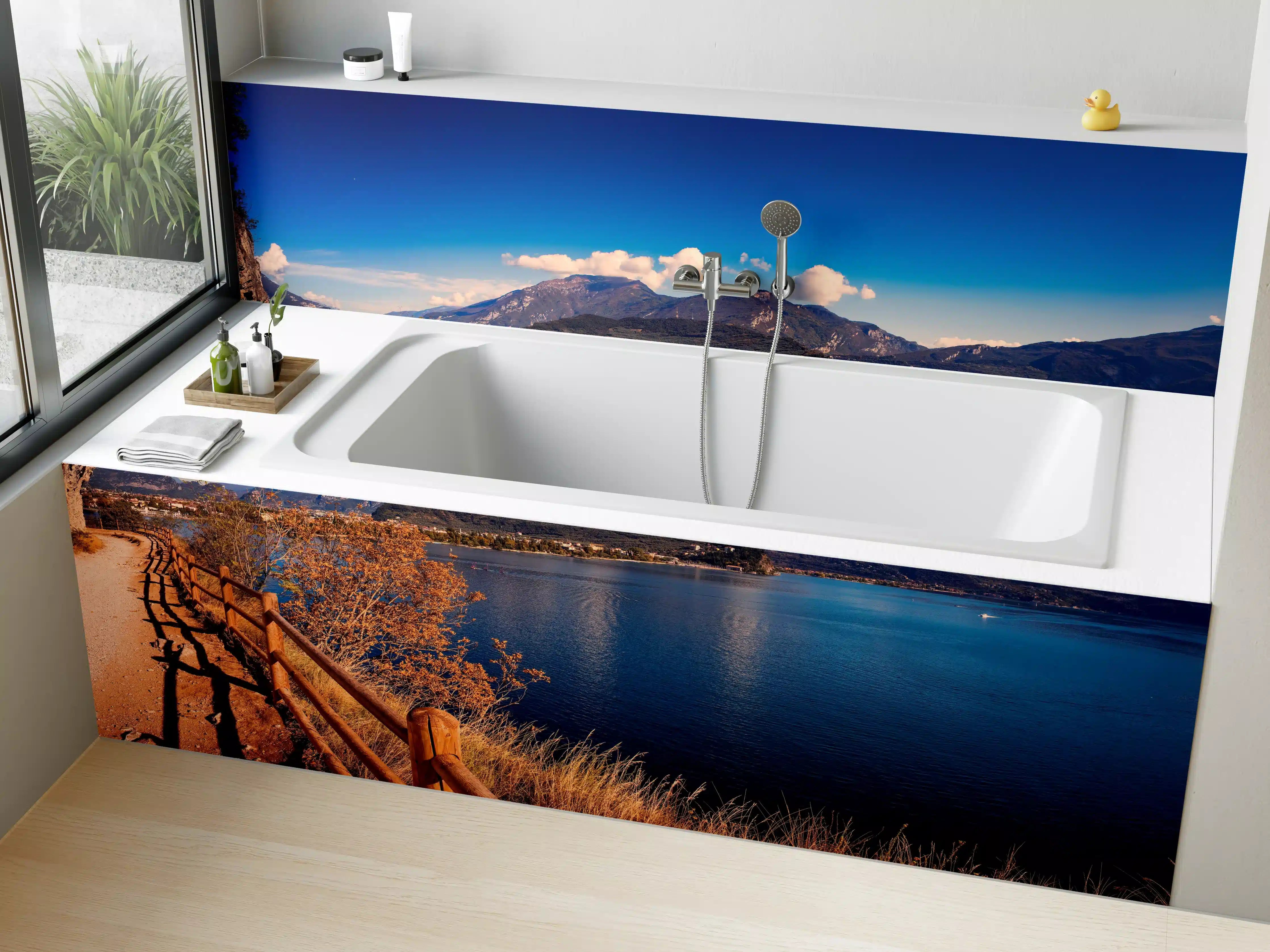 Badewannen-Rückwand - Schöne Landschaft mit Blick auf den Gardasee