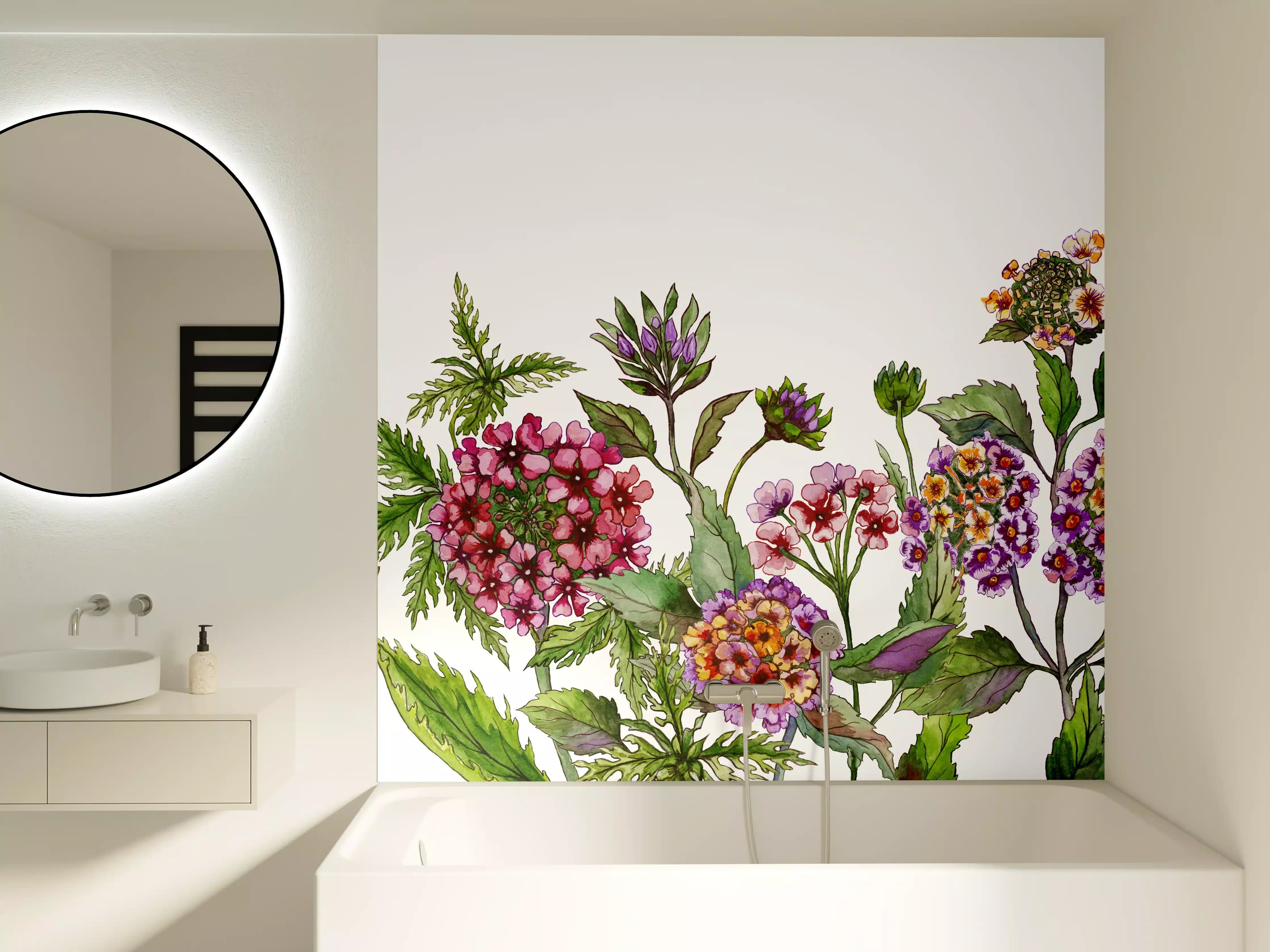 Badewannen-Rückwand - Schöne Lantana-Blüten mit grünem Blätter