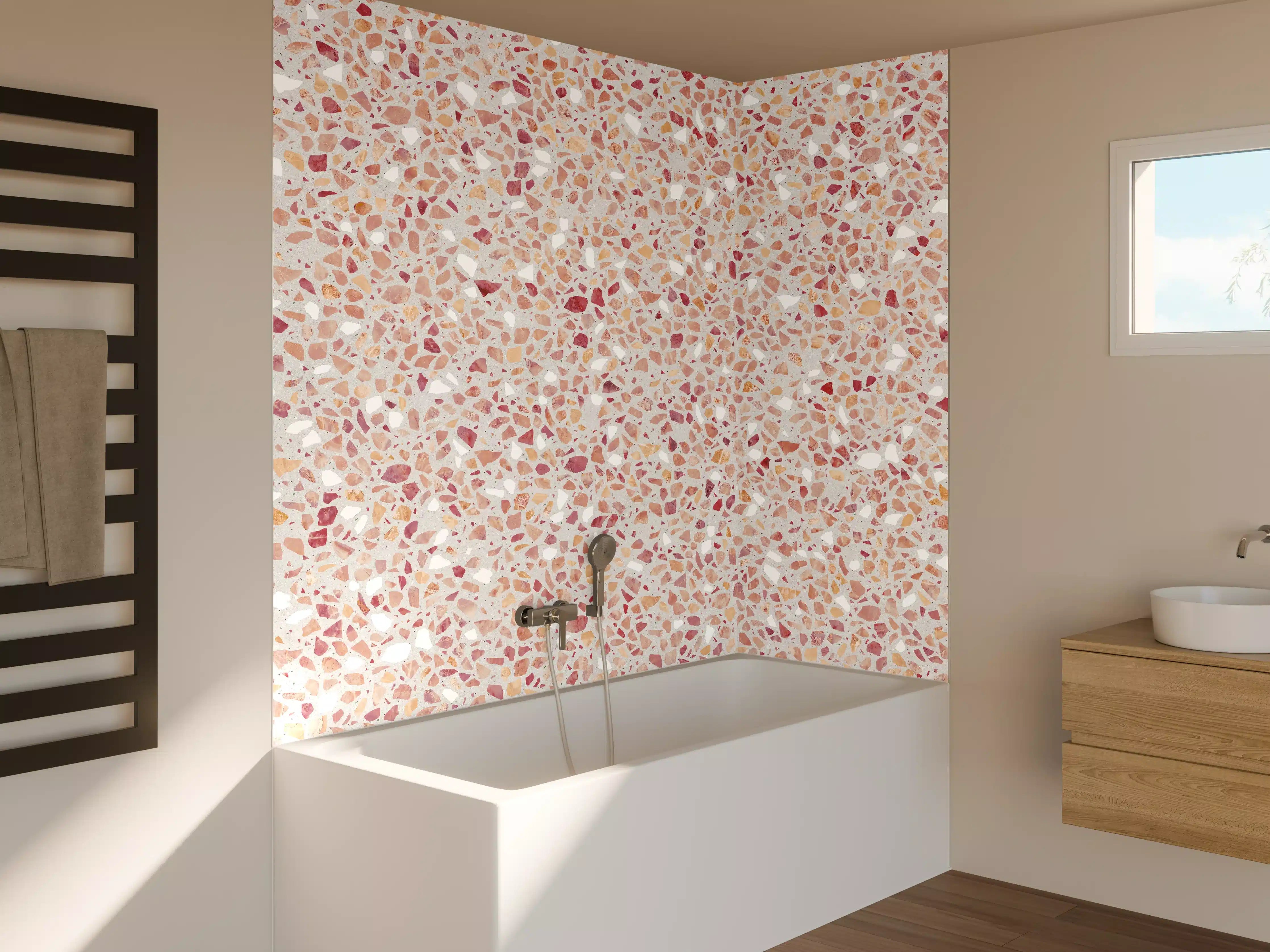 Badewannen-Rückwand - Schöne rote Terrazzo Stein Textur