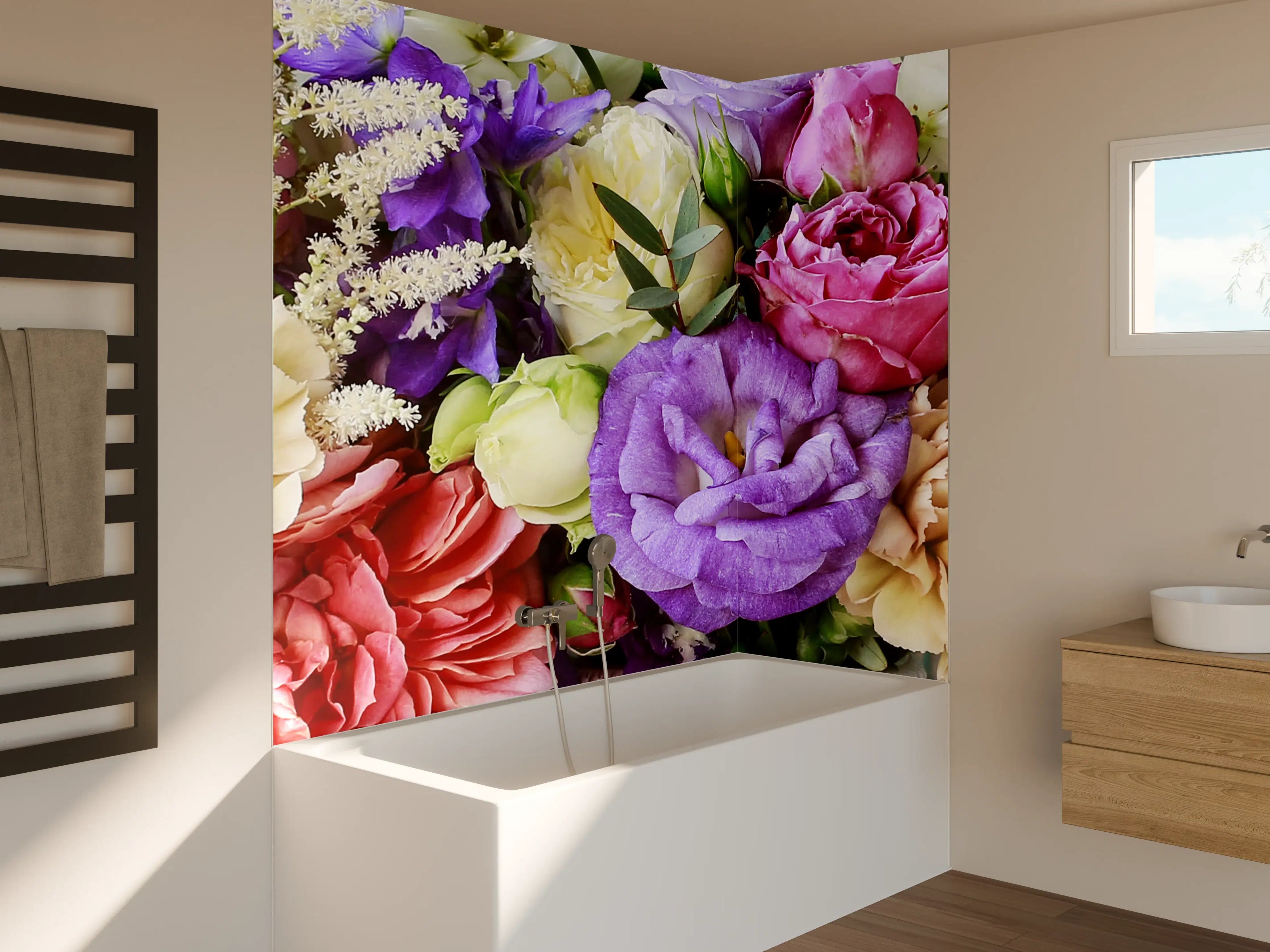 Badewannen-Rückwand - Schöner Blumenstrauß