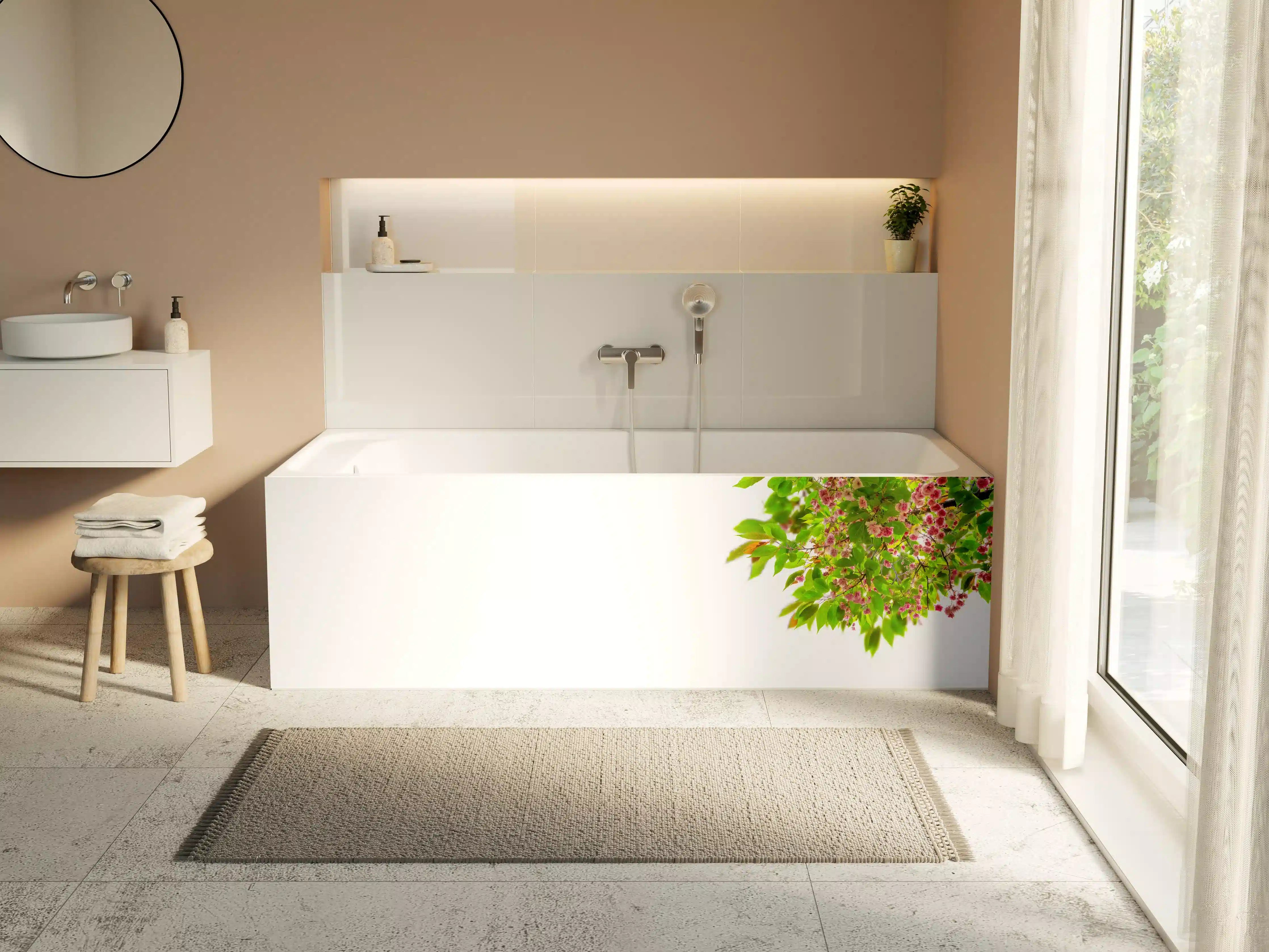 Badewannen-Rückwand - Schöner Kirschblütenast