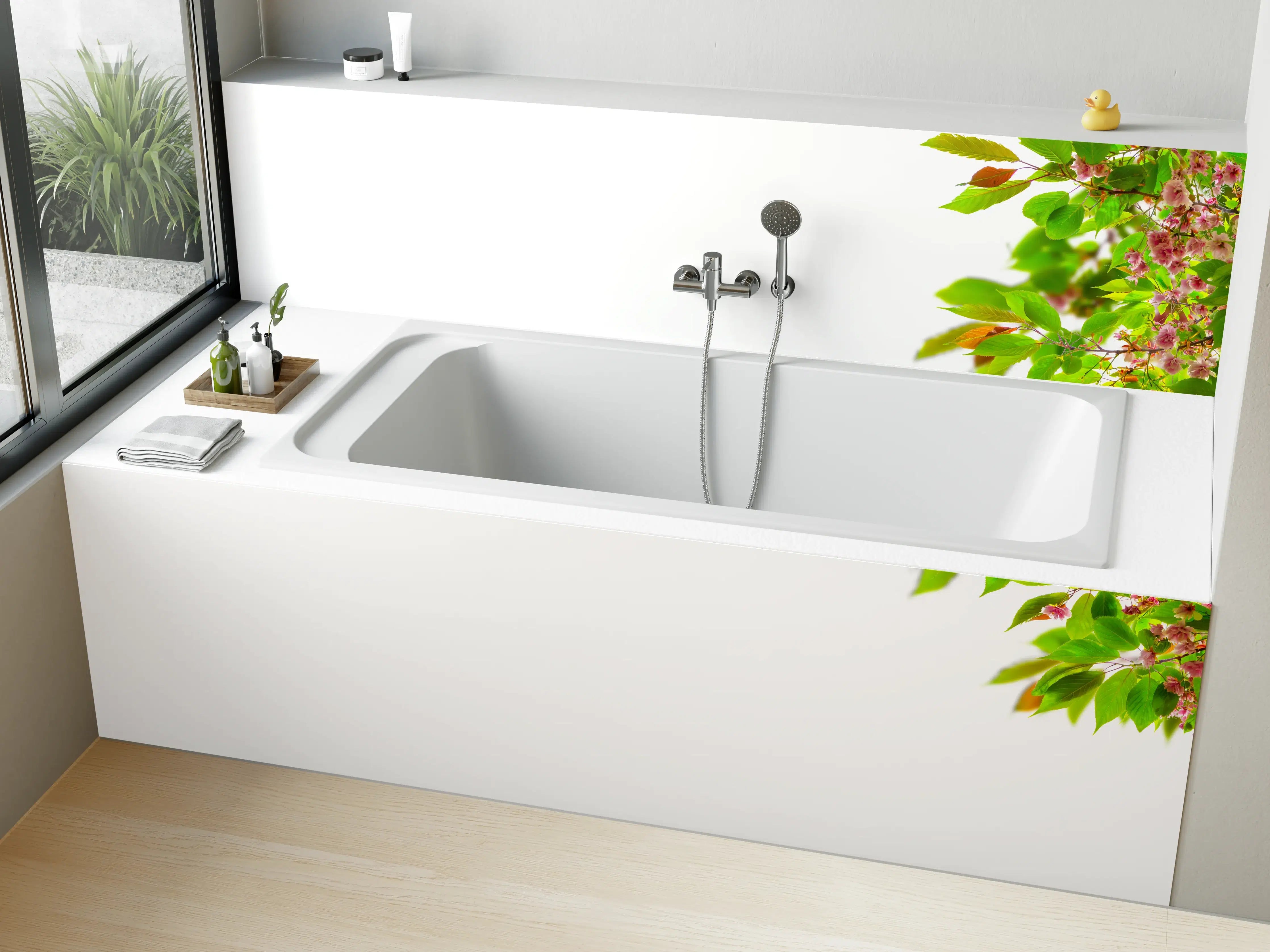 Badewannen-Rückwand - Schöner Kirschblütenast