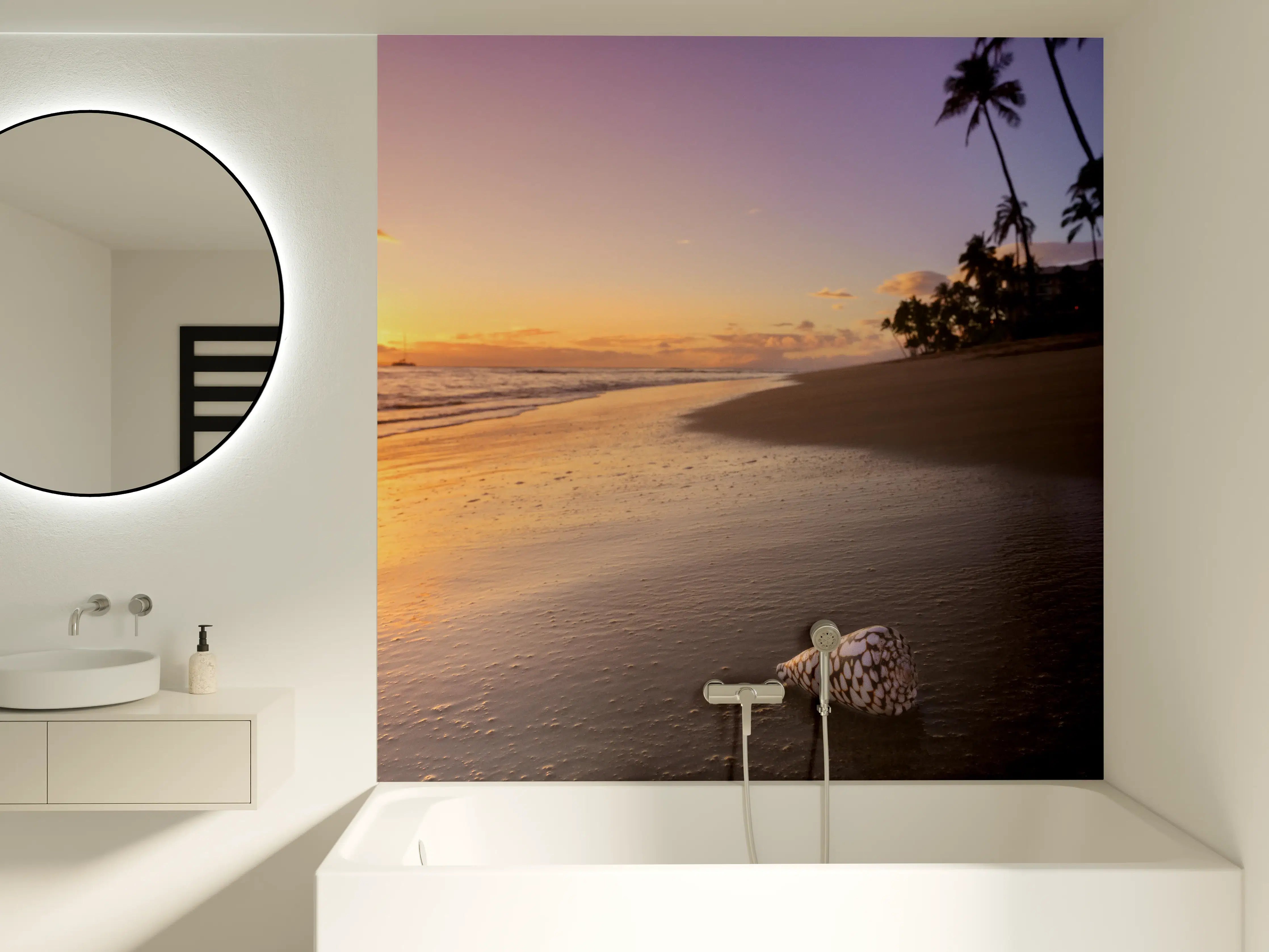Badewannen-Rückwand - Schöner Sonnenuntergang am Strand von Hawaii