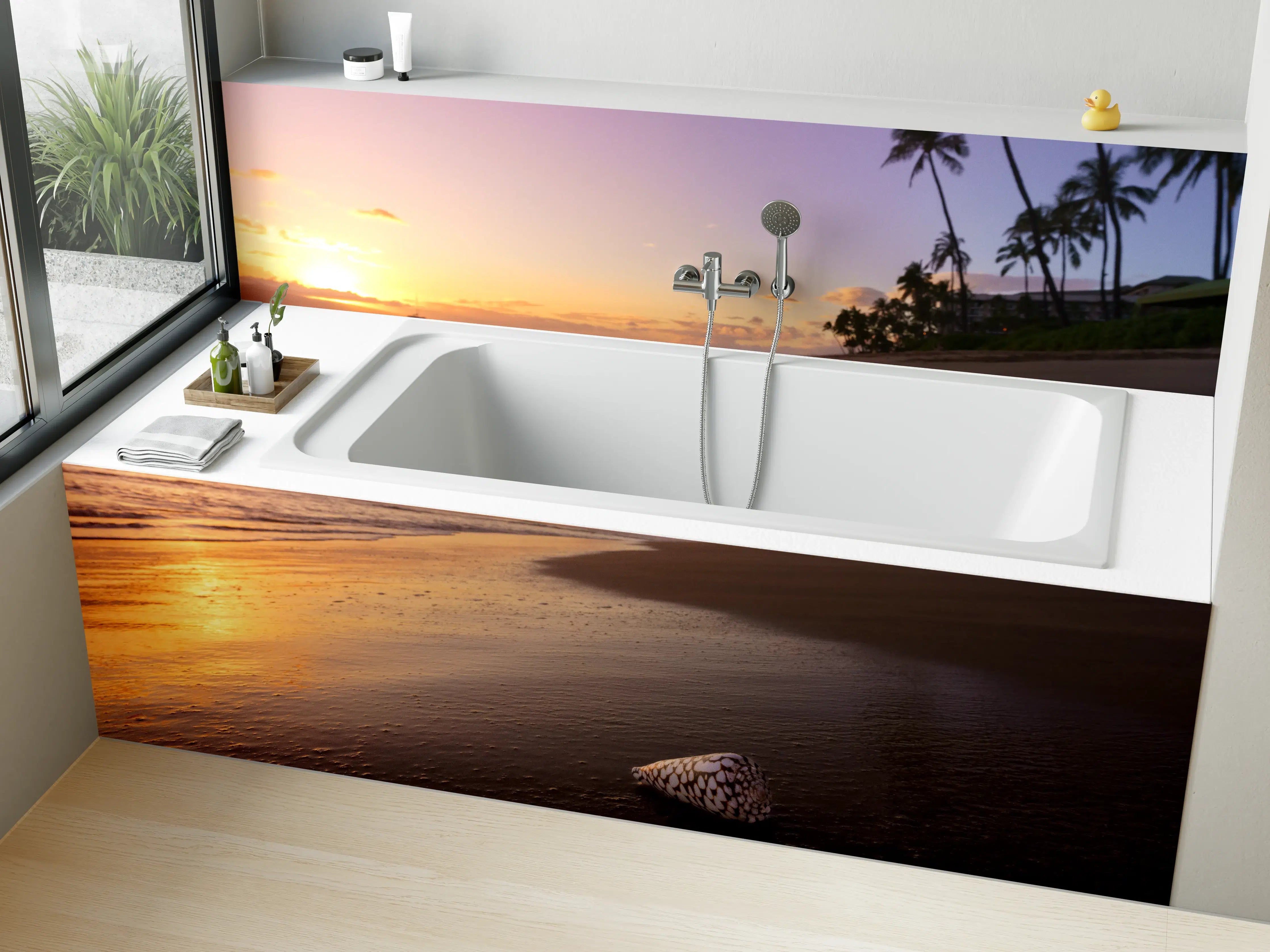 Badewannen-Rückwand - Schöner Sonnenuntergang am Strand von Hawaii
