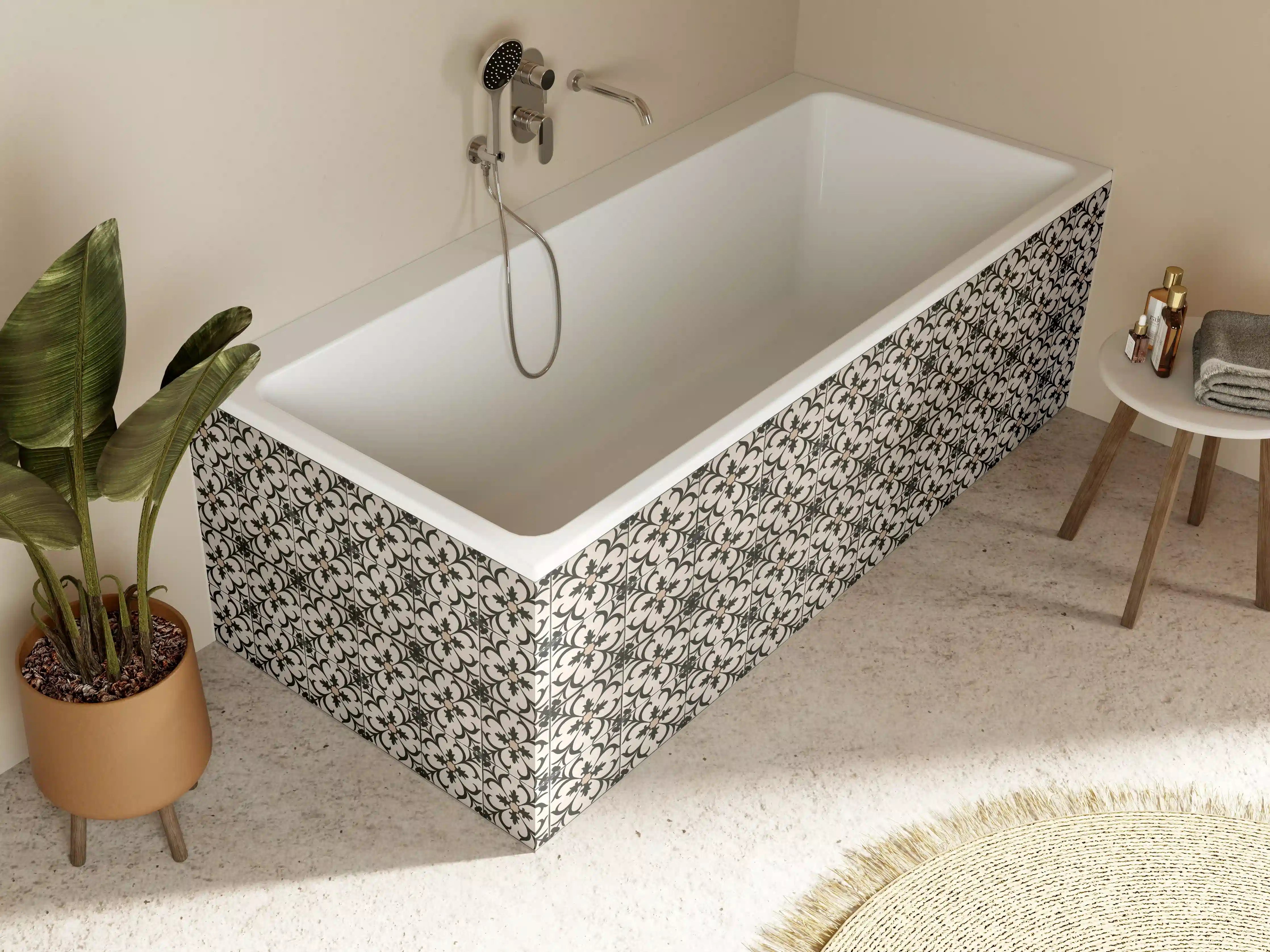 Badewannen-Rückwand - Schwarz Braun Vintage Mosaik