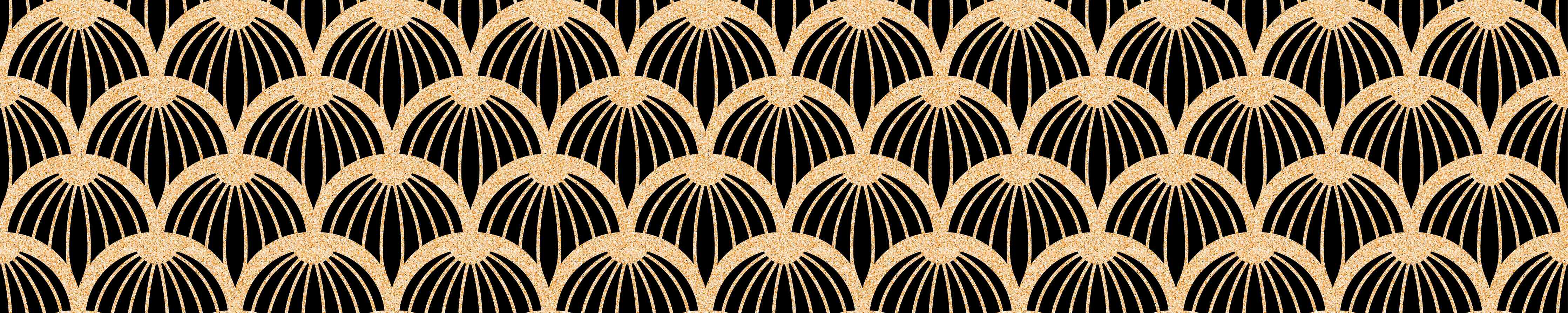 Badewannen-Rückwand-Schwarz-Goldnes Muster mit Art Deco Flair