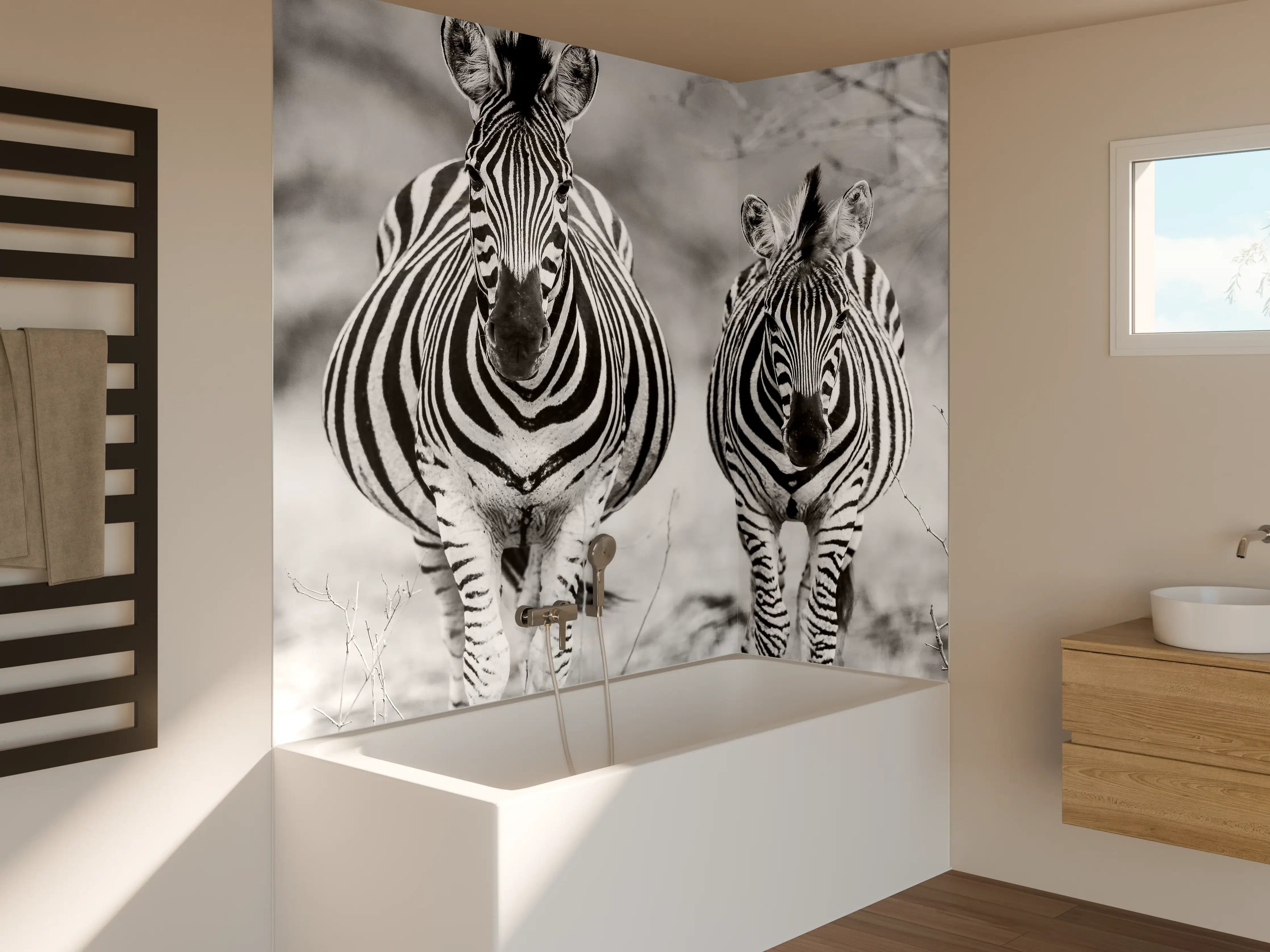 Badewannen-Rückwand - Schwarz-Weiß Zebrapaar