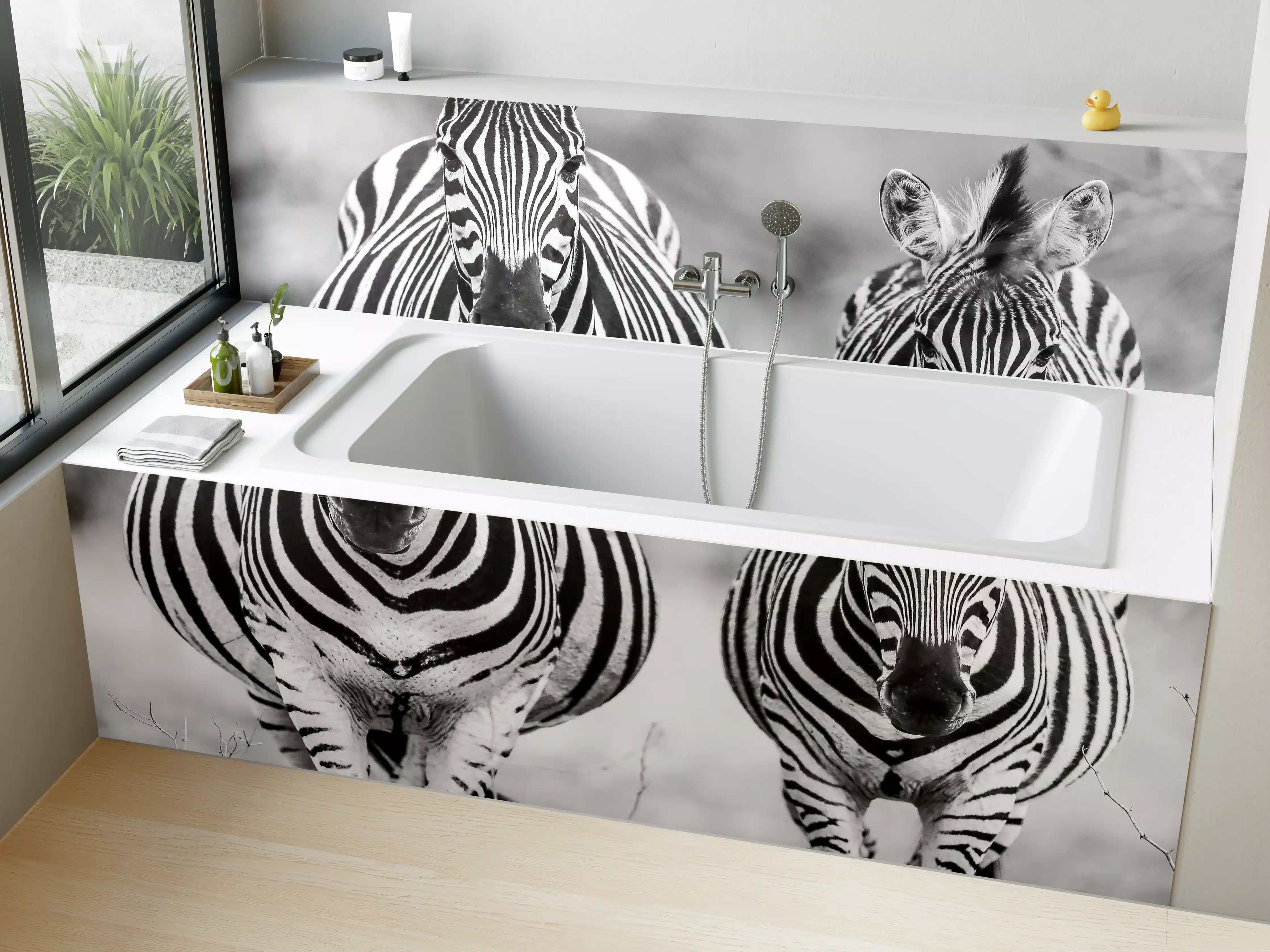 Badewannen-Rückwand - Schwarz-Weiß Zebrapaar