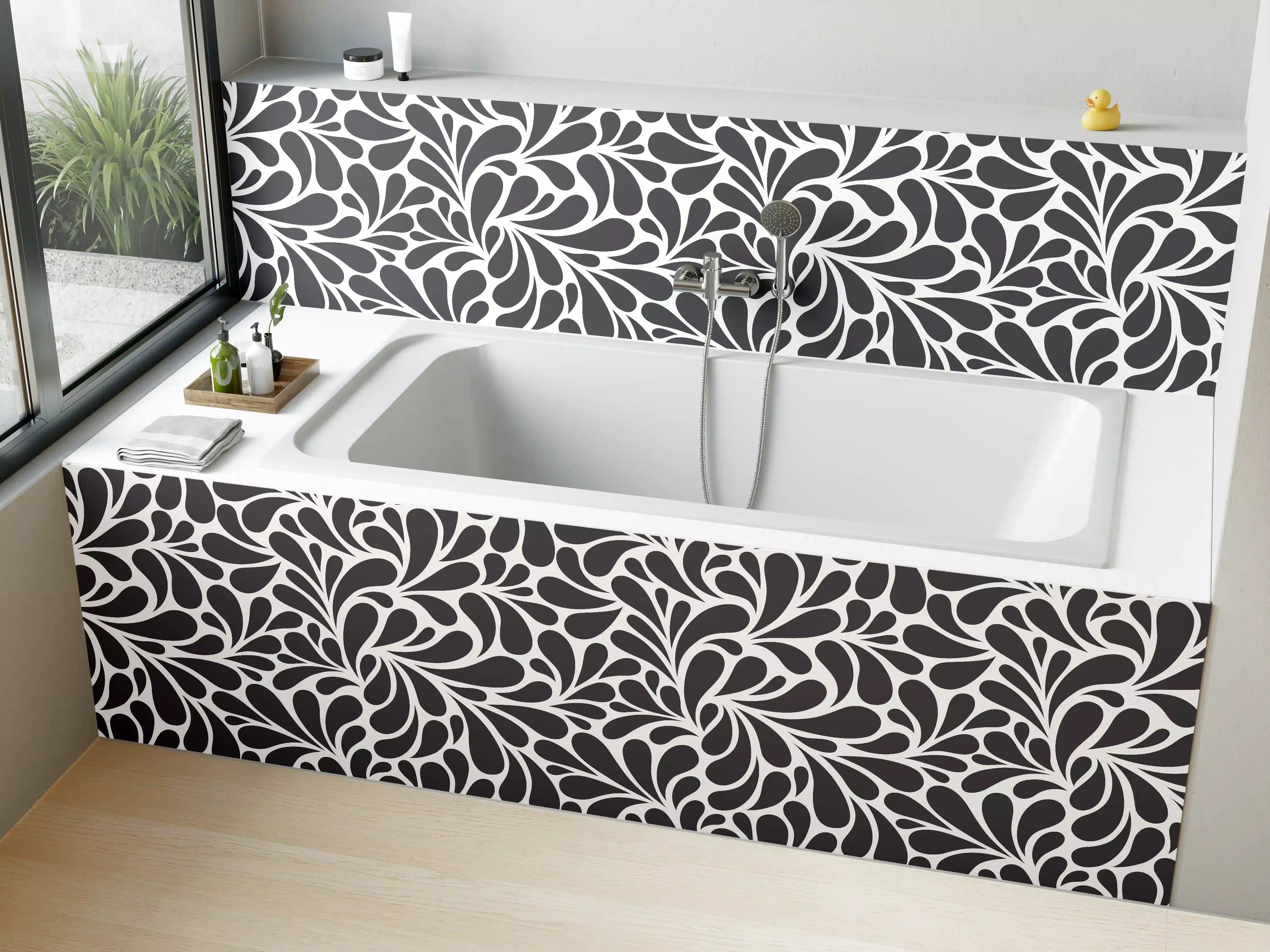Badewannen-Rückwand - Schwarz-Weiße Ornament-Designs