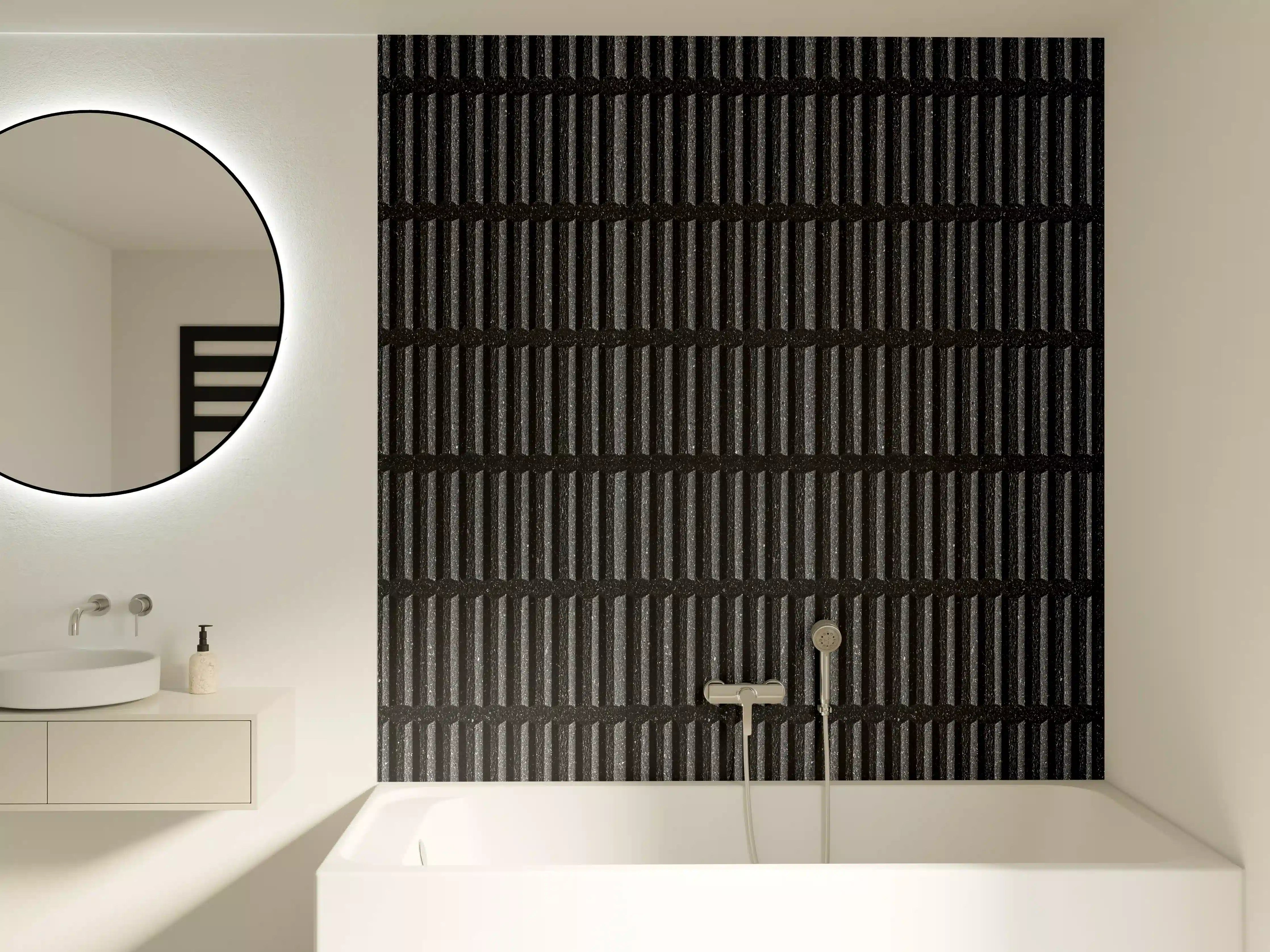 Badewannen-Rückwand - Schwarze Stein Ziegel Textur