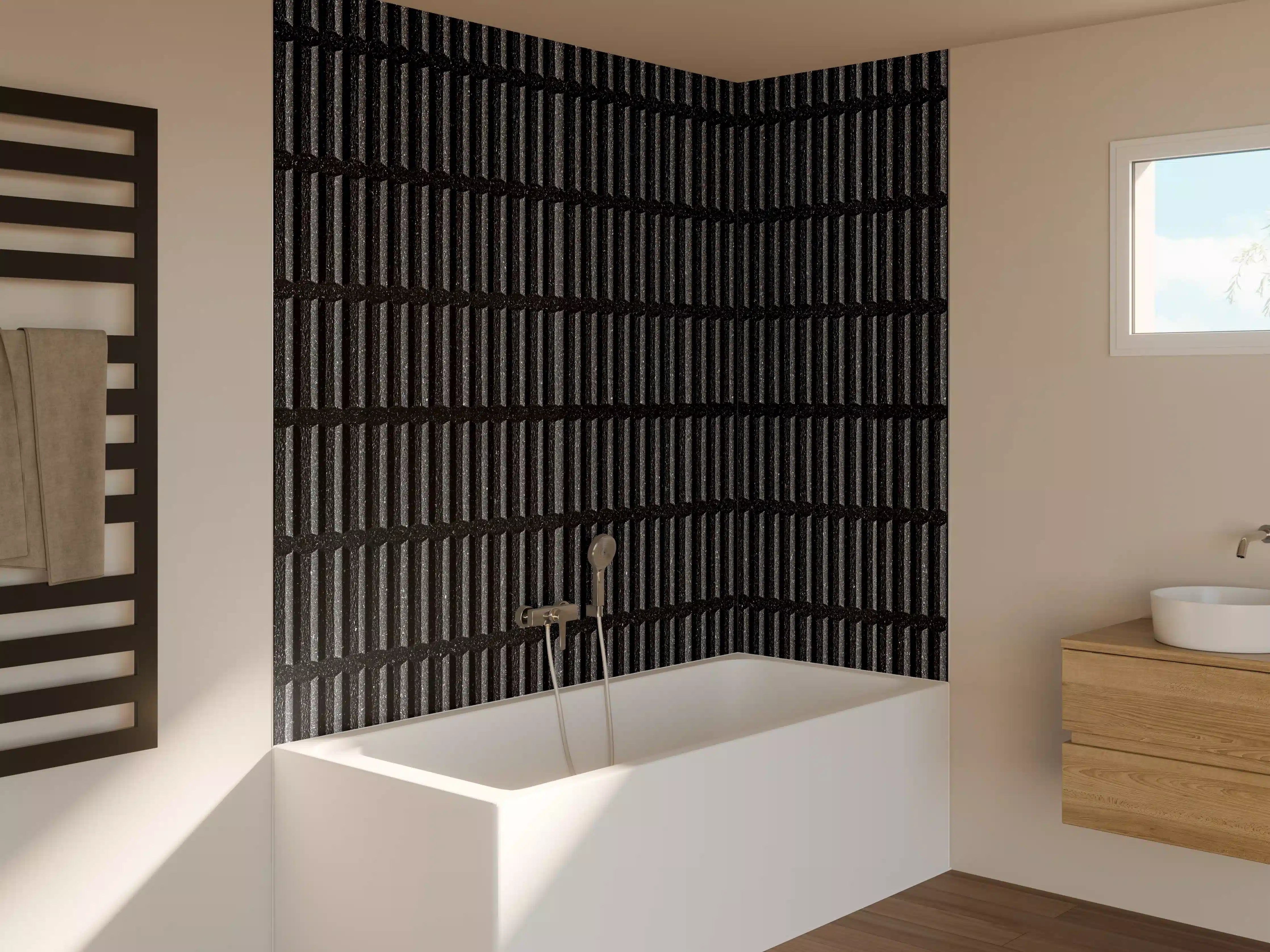 Badewannen-Rückwand - Schwarze Stein Ziegel Textur