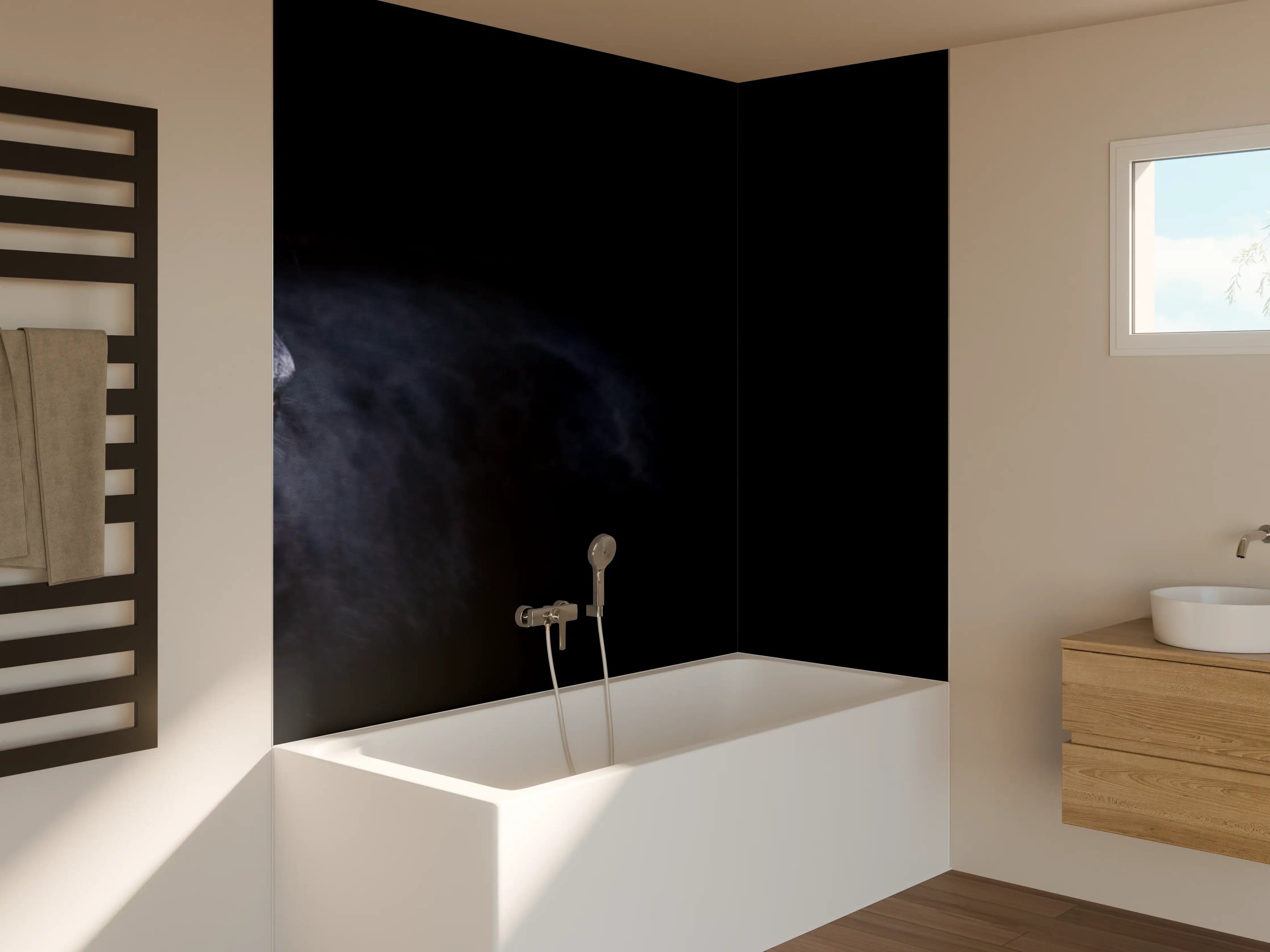 Badewannen-Rückwand - Schwarzen Panther mit schwarzem Hintergrund