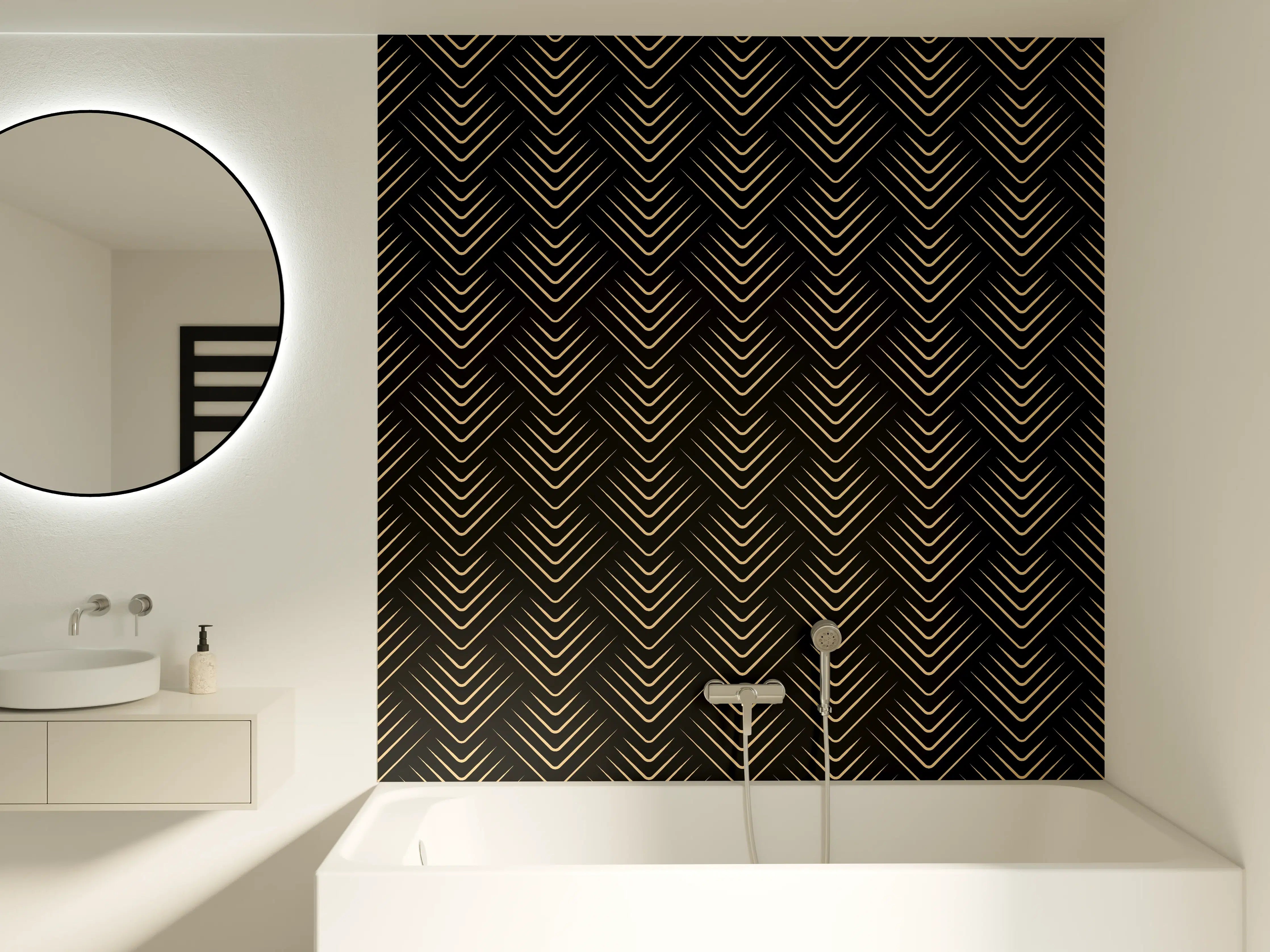 Badewannen-Rückwand - Schwarzes Zickzack-Linienmuster